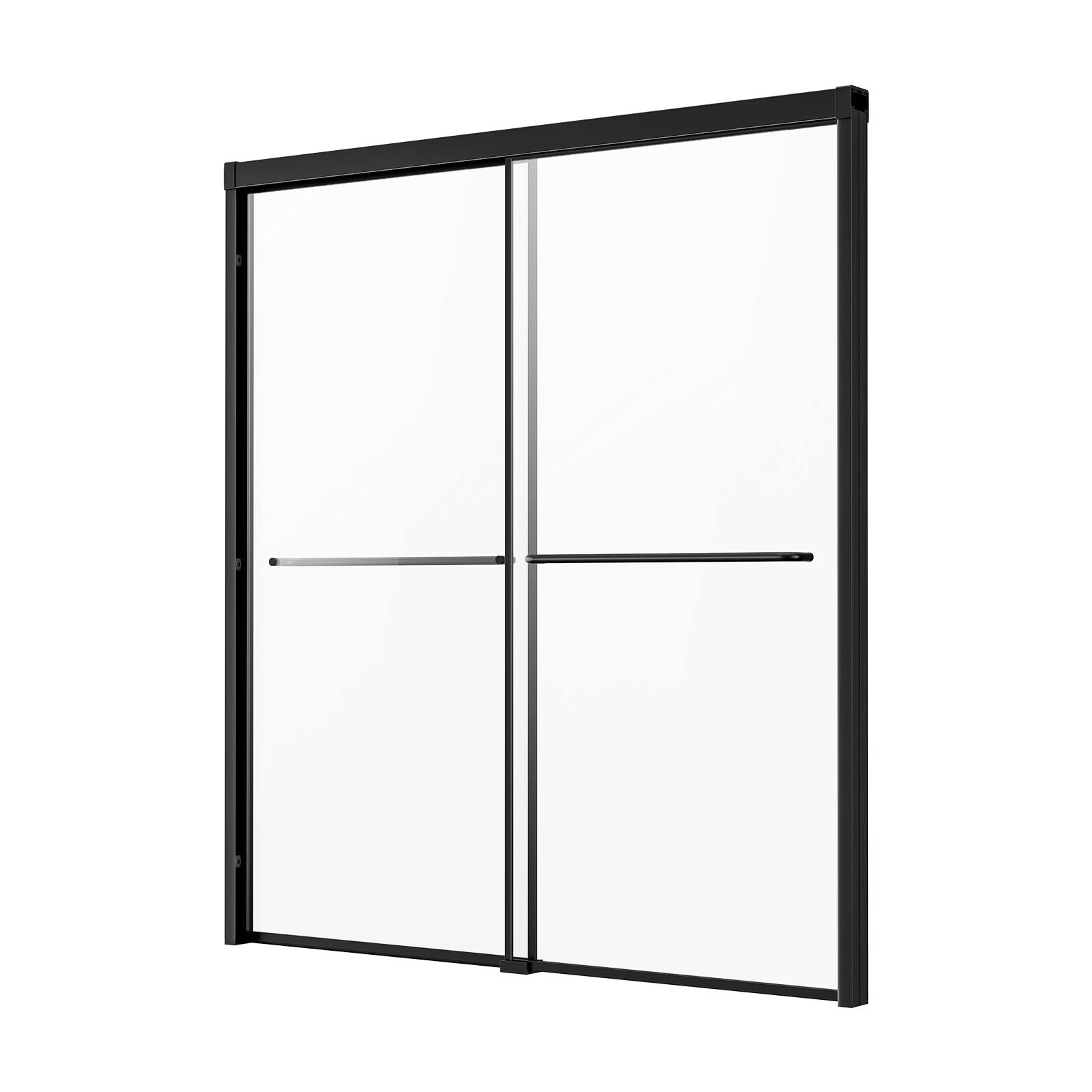 Alt View 5. VEVOR - Bathtub Shower Door, 56-60 in. W x 60 in. H, Semi-Frameless Double Sliding Tub Door, Semi-Frameless Bypass Tub Door - Black.