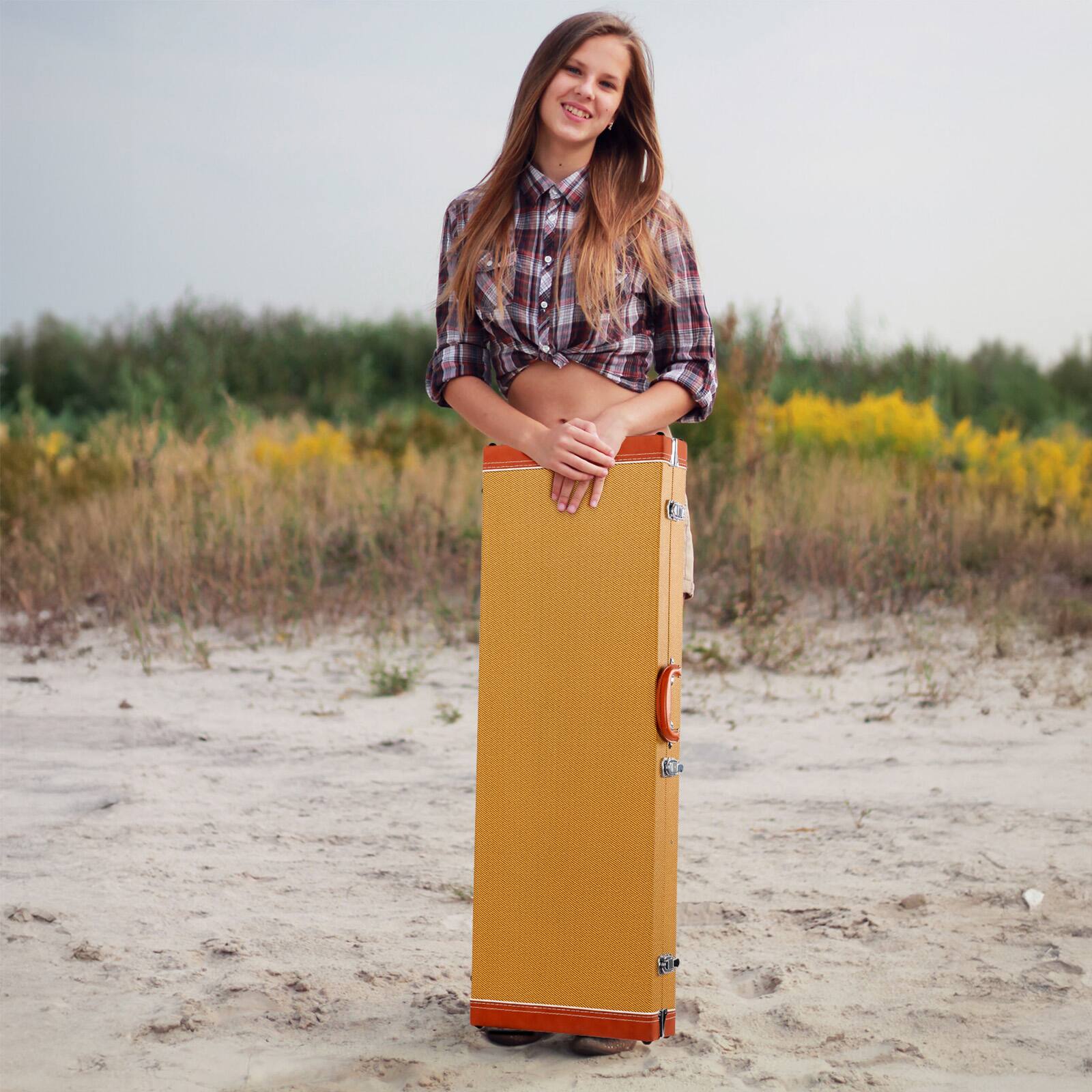 Alt View 4. Winado - Electric Guitar Hard Case, Rectangle Wooden Standard 39-Inch Electric Guitars Hard-Shell  Carrying Case for KST/KTL.