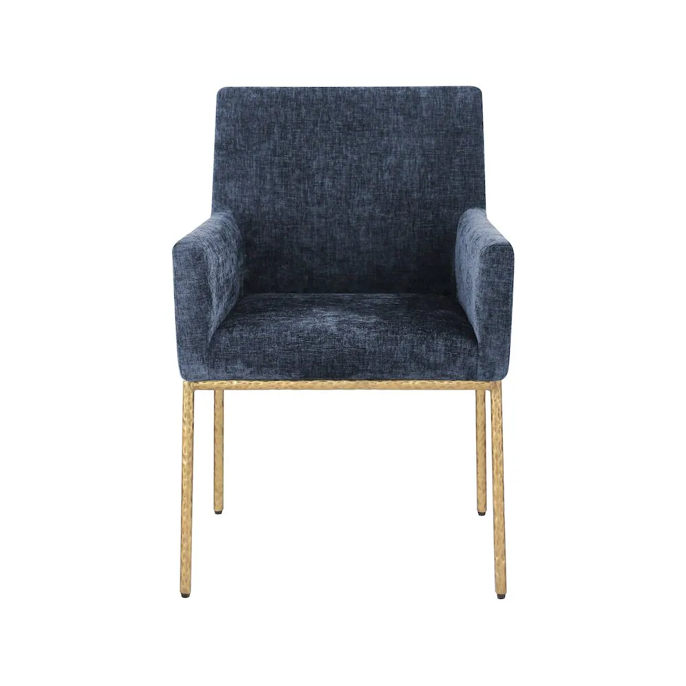 Alt View 2. Meridian Furniture - Reeves Navy Chenille Fabric Dining Chair, Set of 2 - Blue.