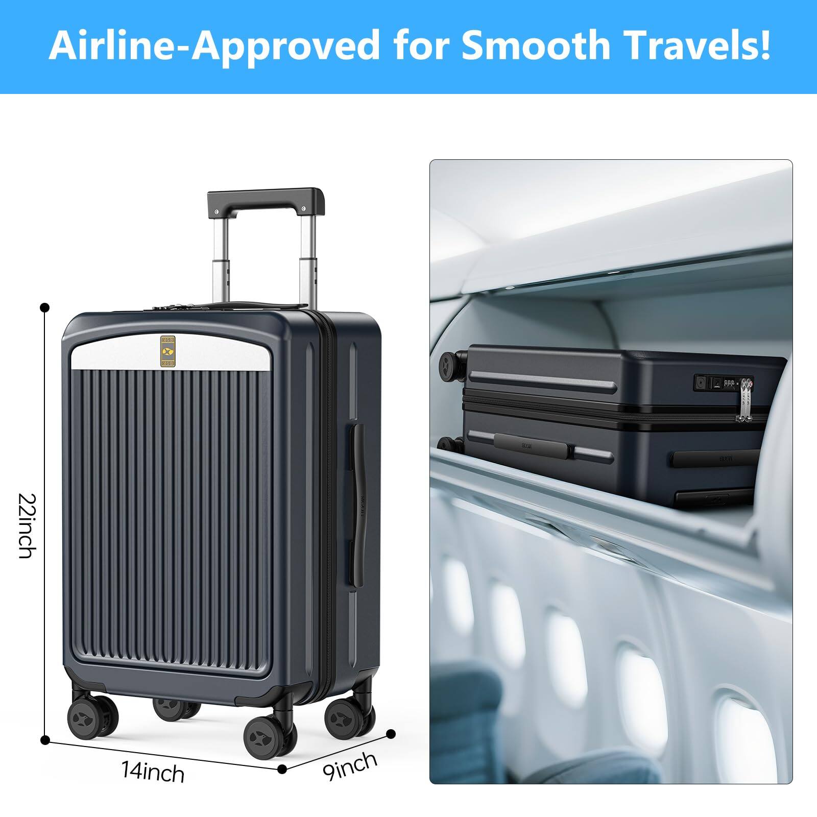 Airline-Approved for Smooth Travels!  
22inch 14inch 9inch