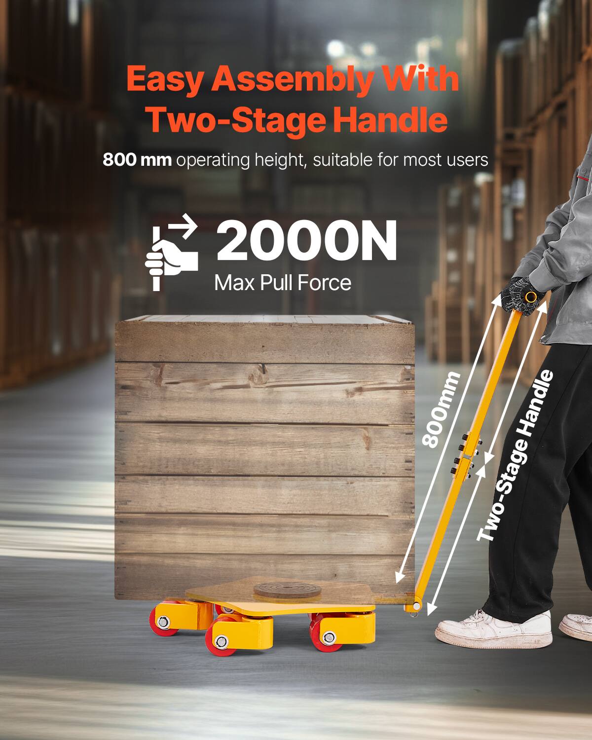 Easy Assembly With Two-Stage Handle

800 mm operating height, suitable for most users

2000N Max Pull Force

800mm Two-Stage Handle