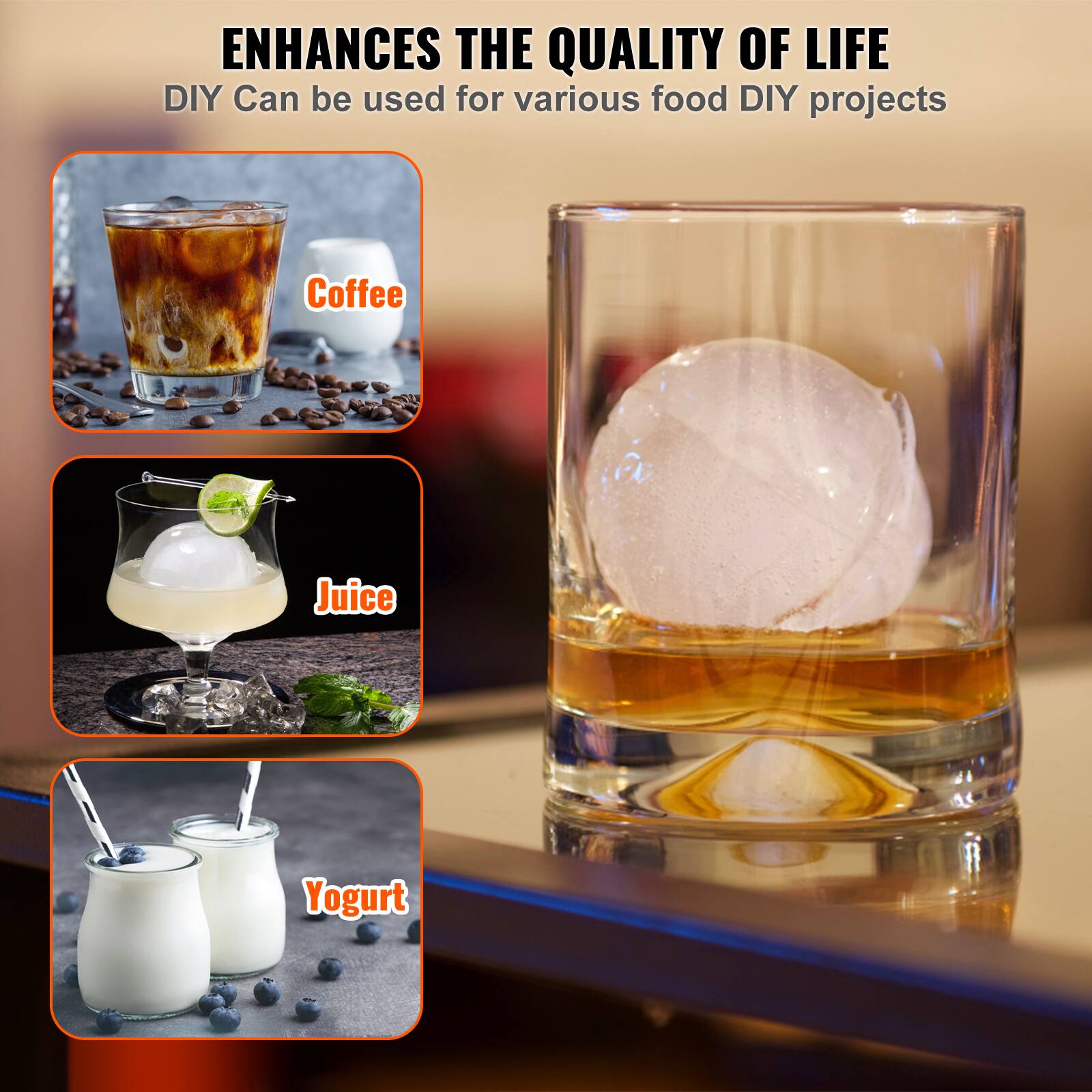ENHANCES THE QUALITY OF LIFE  
DIY Can be used for various food DIY projects  

- Coffee  
- Juice  
- Yogurt