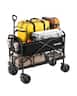VEVOR - Double Decker Wagon Collapsible, 400L Heavy Duty Folding Wagon Cart, Extended Long Garden Cart with All-Terrain Wheels - Black