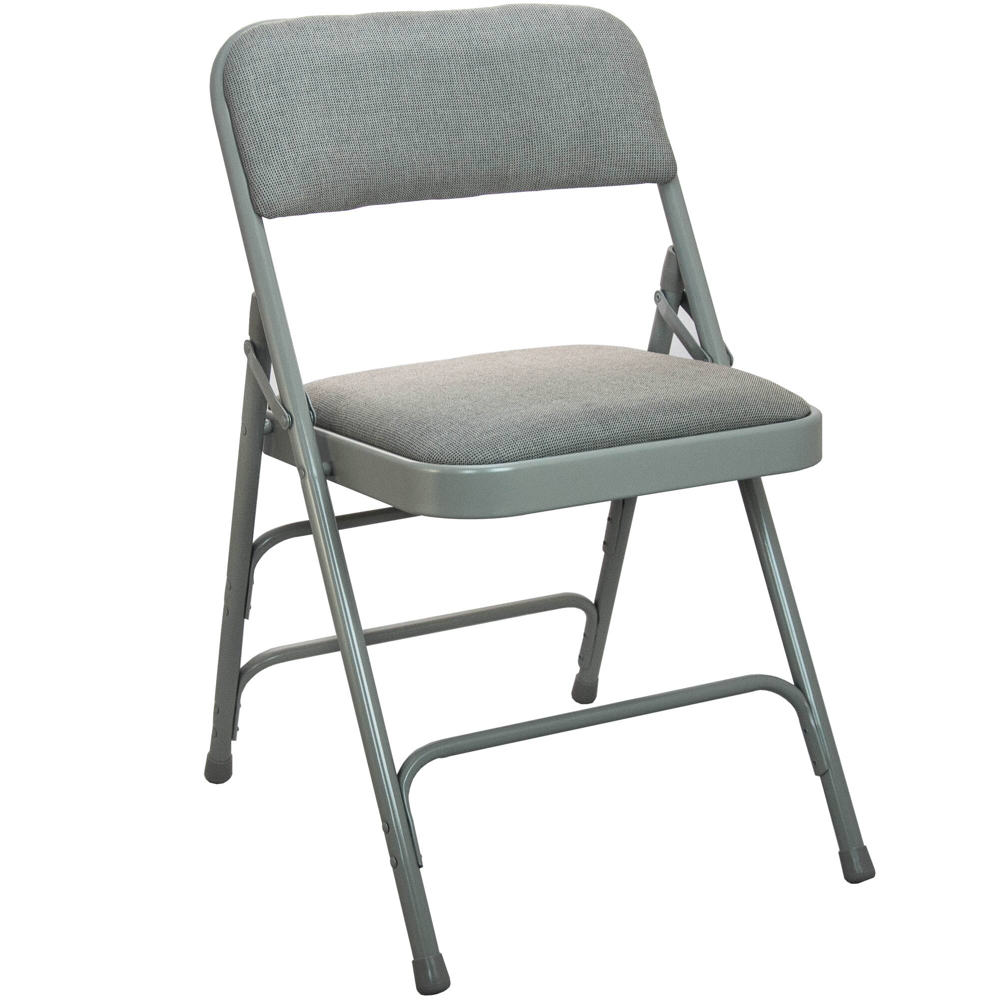 Alt View 4. Emma + Oliver - 2-pack Advantage Padded Metal Folding Chair - Fabric Seat - Grey Fabric/Grey Frame.