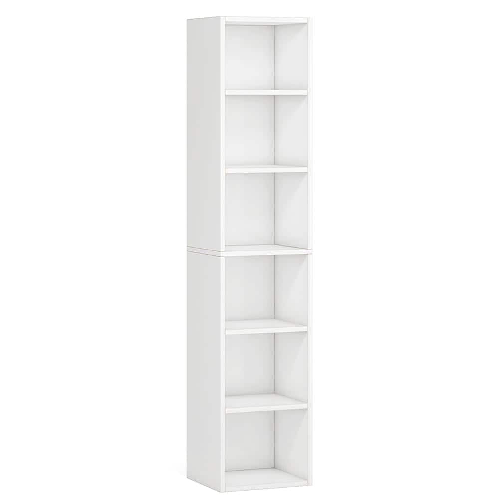 Kadyn - Bookshelf, Storage Shelf, Bookcase,70.9" Corner Bookcase, Modern 6-Tier Narrow Cube Display Shelves - White