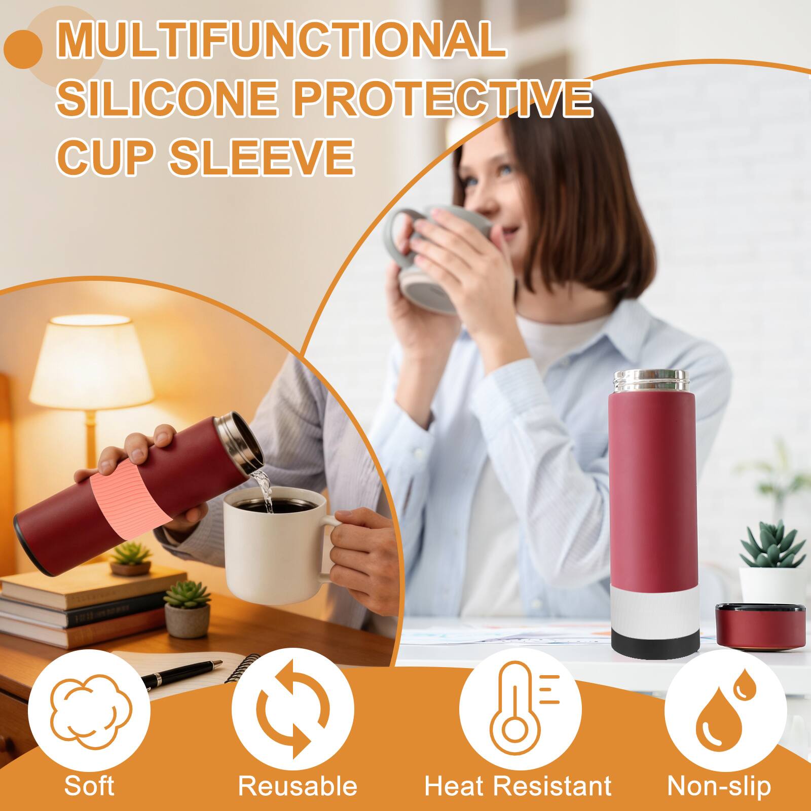 MULTIFUNCTIONAL SILICONE PROTECTIVE CUP SLEEVE

Soft
Reusable
Heat Resistant
Non-slip