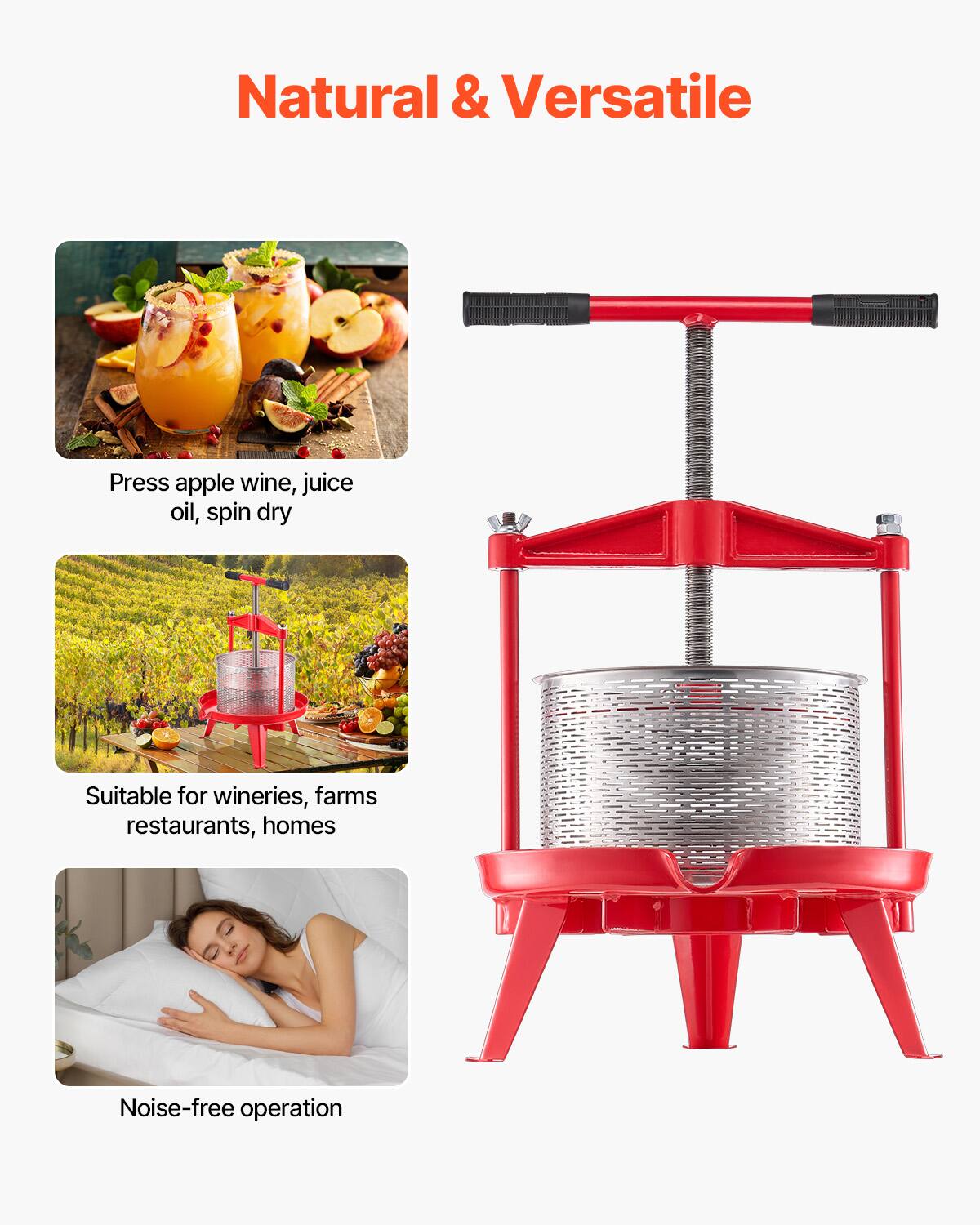 Natural & Versatile

Press apple wine, juice oil, spin dry

Suitable for wineries, farms restaurants, homes

Noise-free operation