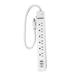 Rayovac - 6-AC Outlet and 3-USB Port Surge Protector Power Strip 1.5-Ft. Cord FL-301CS - White