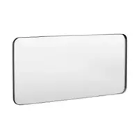 LOVMOR - 60 in. W x 28 in. H Tempered Glass Rounded Rectangle Framed Wall-Mounted Bathroom Vanity Mirror in Black - Black - Angle_Zoom