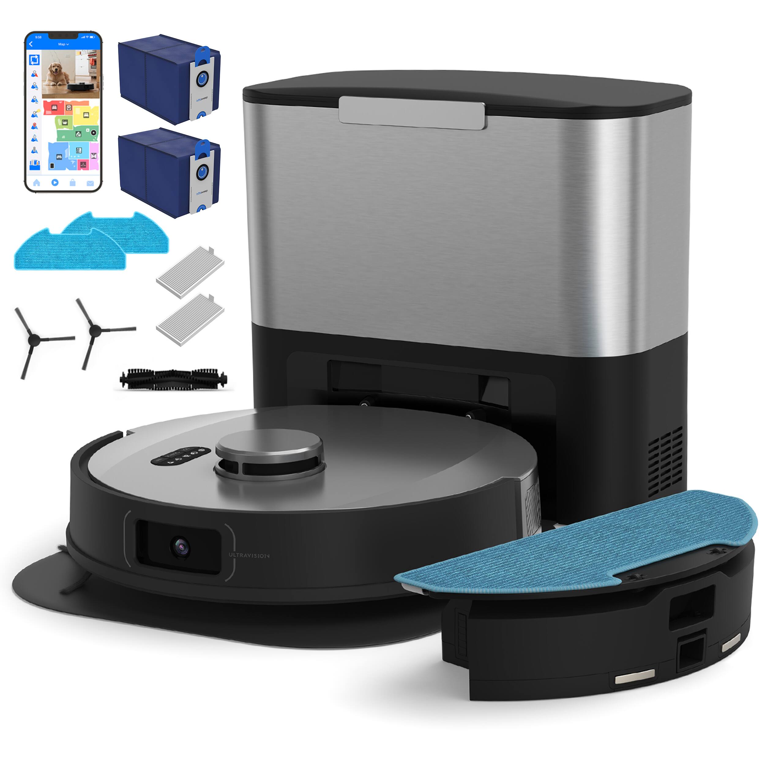 Front. bObsweep - UltraVision Self-Empty Robot Vacuum & Mop, 180-Day Capacity, 8000 Pa Suction, Object-aware Tech -Stainless Steel - Stainless Steel.