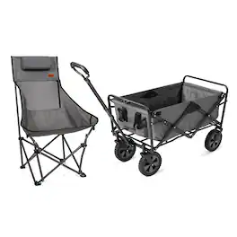 Mac Sports - Outdoor Collapsible Utility Camping Cart, Camping Chair - Gray