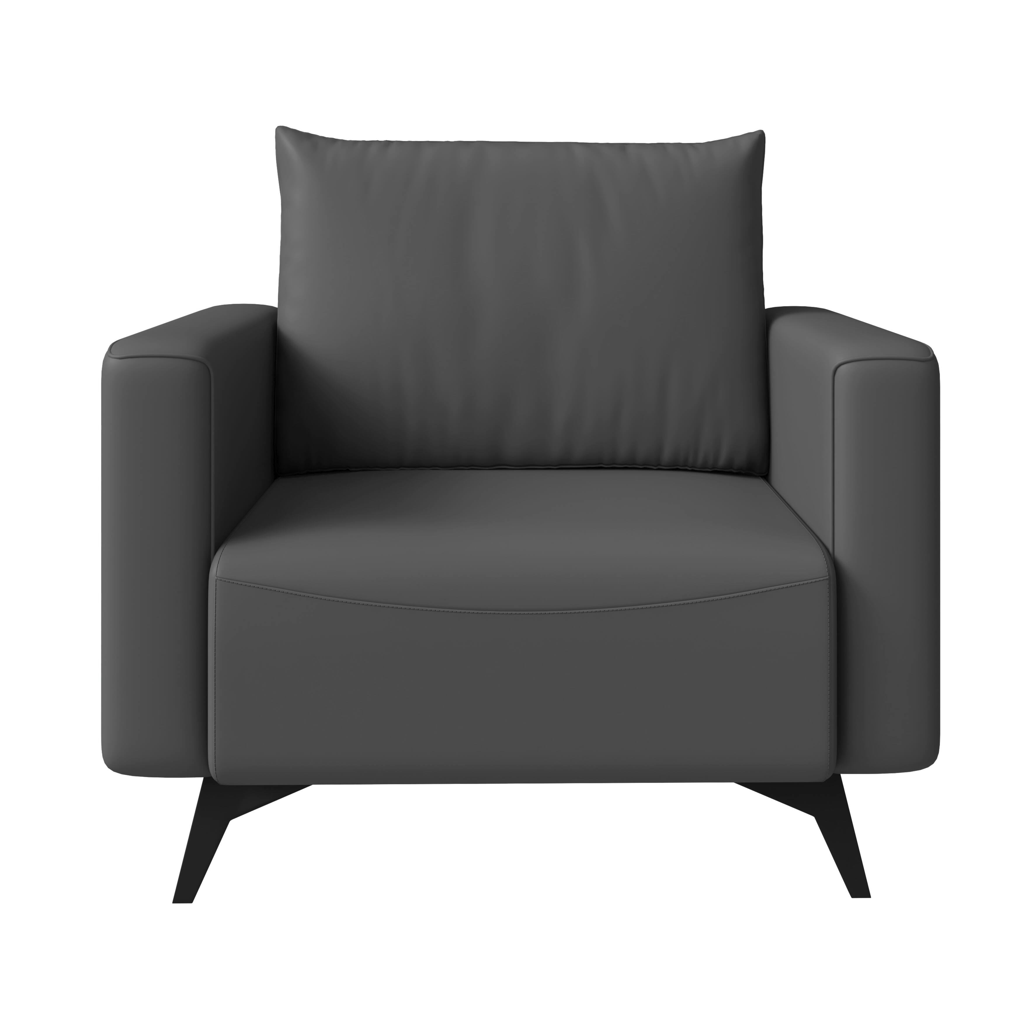 Alt View 2. LeisureMod - Inno Modern Leather Accent Chair, Solid Wood Frame Armchair - Scratch Resistant - Grey.