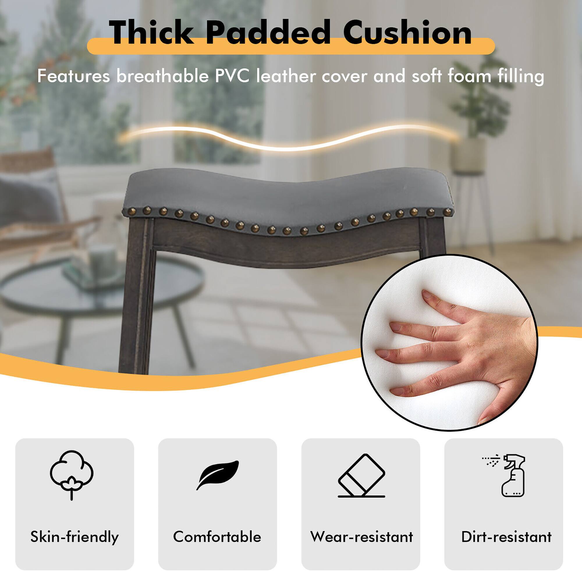 Thick Padded Cushion
Features breathable PVC leather cover and soft foam filling
Skin-friendly
Comfortable
Wear-resistant
Dirt-resistant