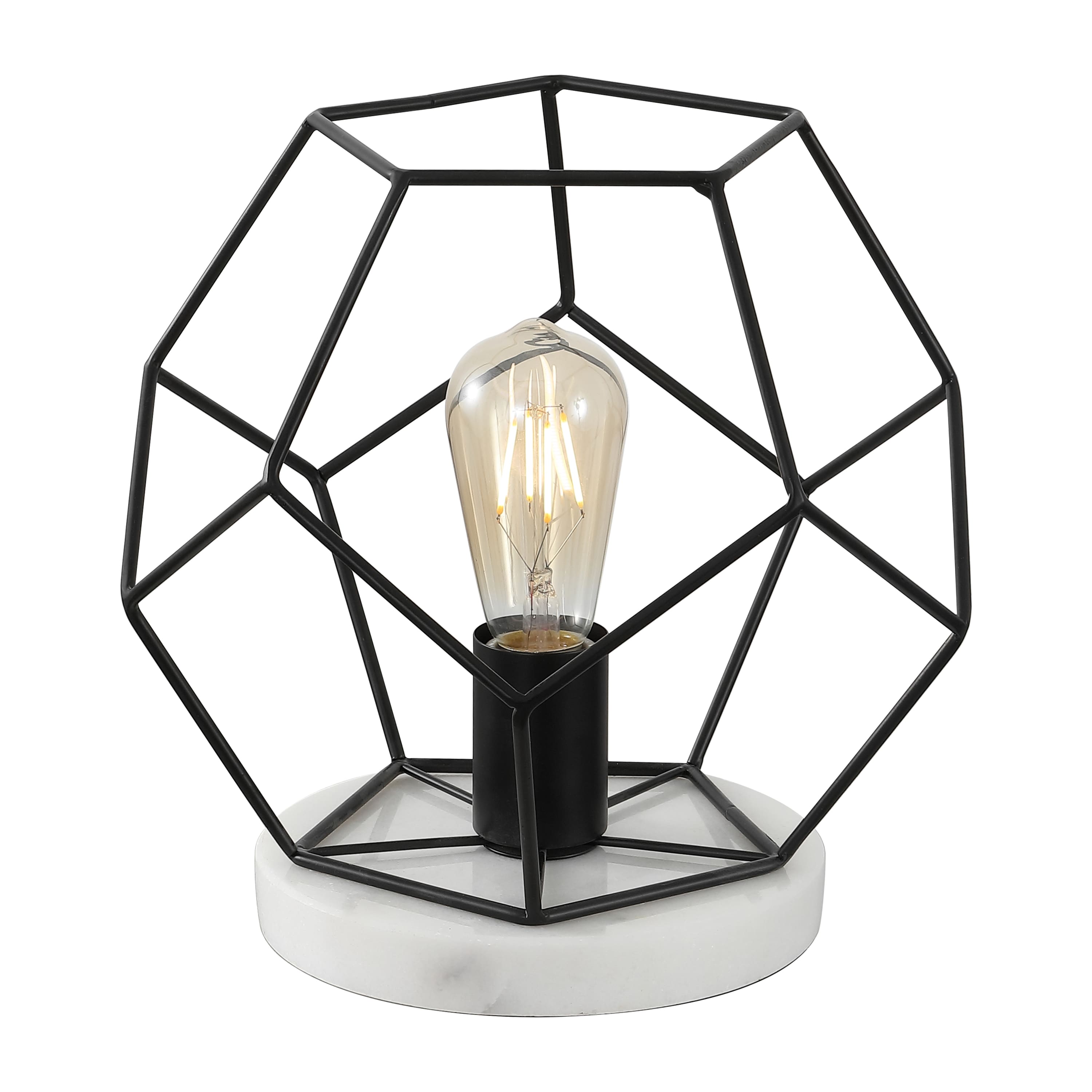 "Jonathan Y - James 10"" MidCentury Glam Metal/Marble Geometric LED Table Lamp, /White - Black" price history on PriceWatchPro