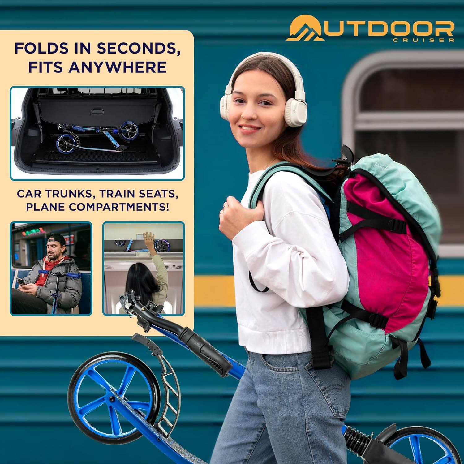 FOLDS IN SECONDS, FITS ANYWHERE

CAR TRUNKS, TRAIN SEATS, PLANE COMPARTMENTS!