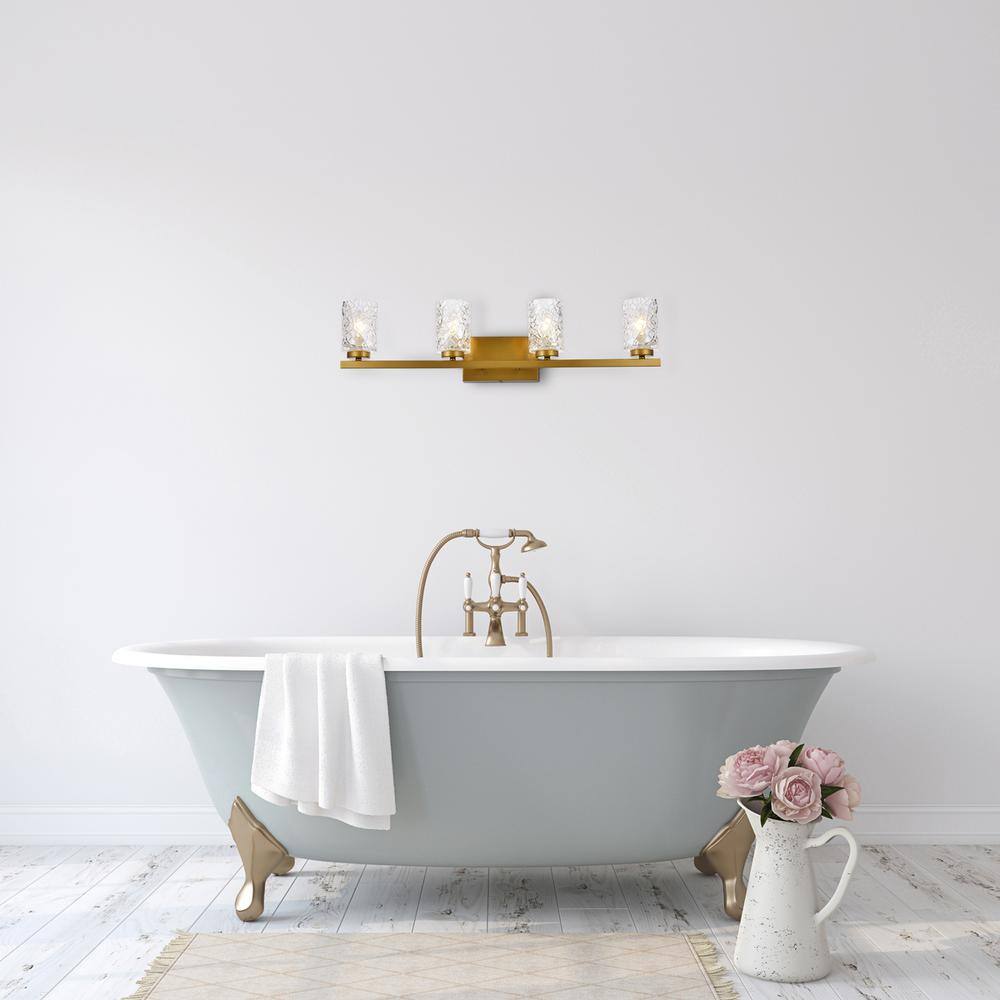 Alt View 4. Living District - Cassie 4 lights bath sconce in brass with clear shade - Brass And Clear Shade.