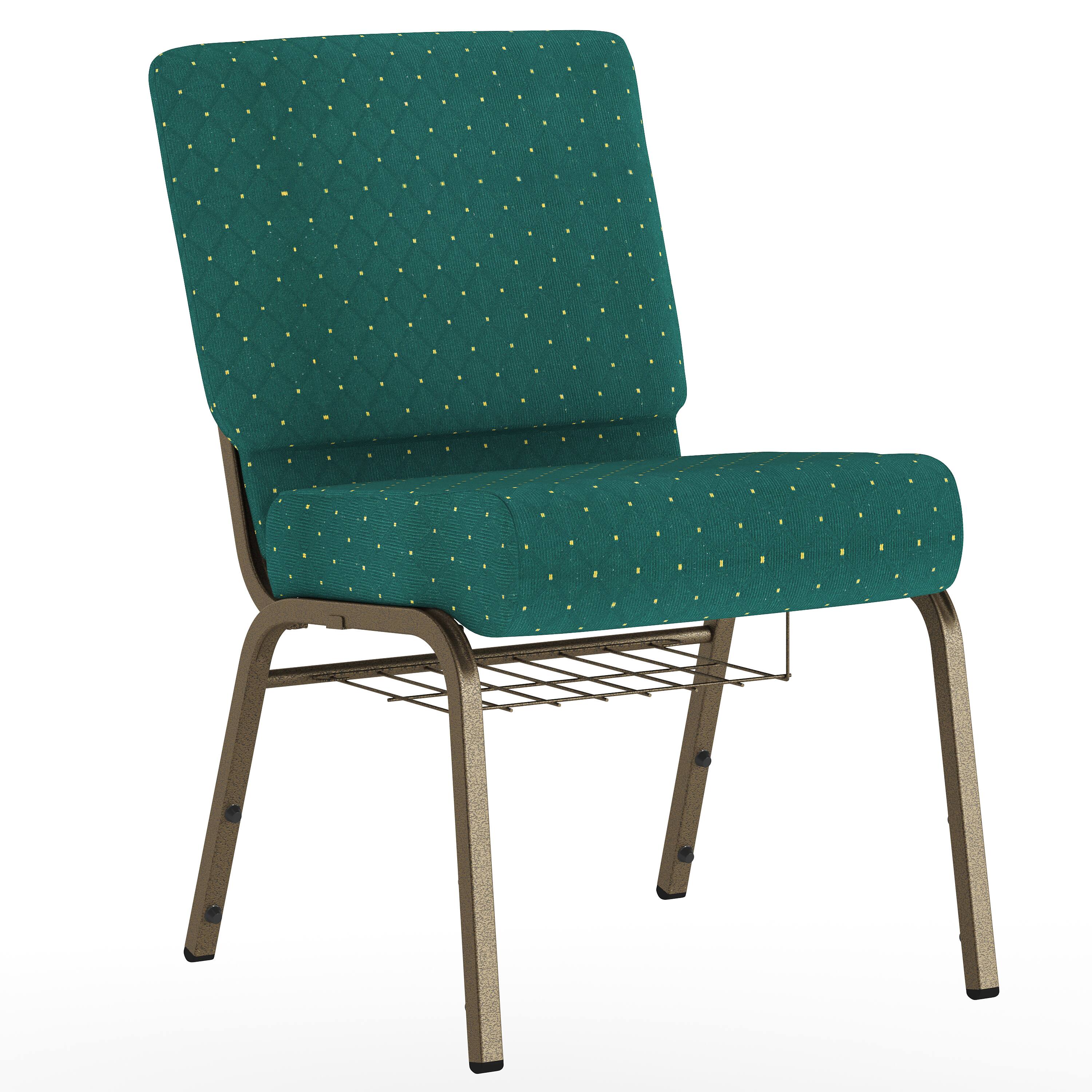 Hunter Green Dot Patterned Fabric/Gold Vein Frame
