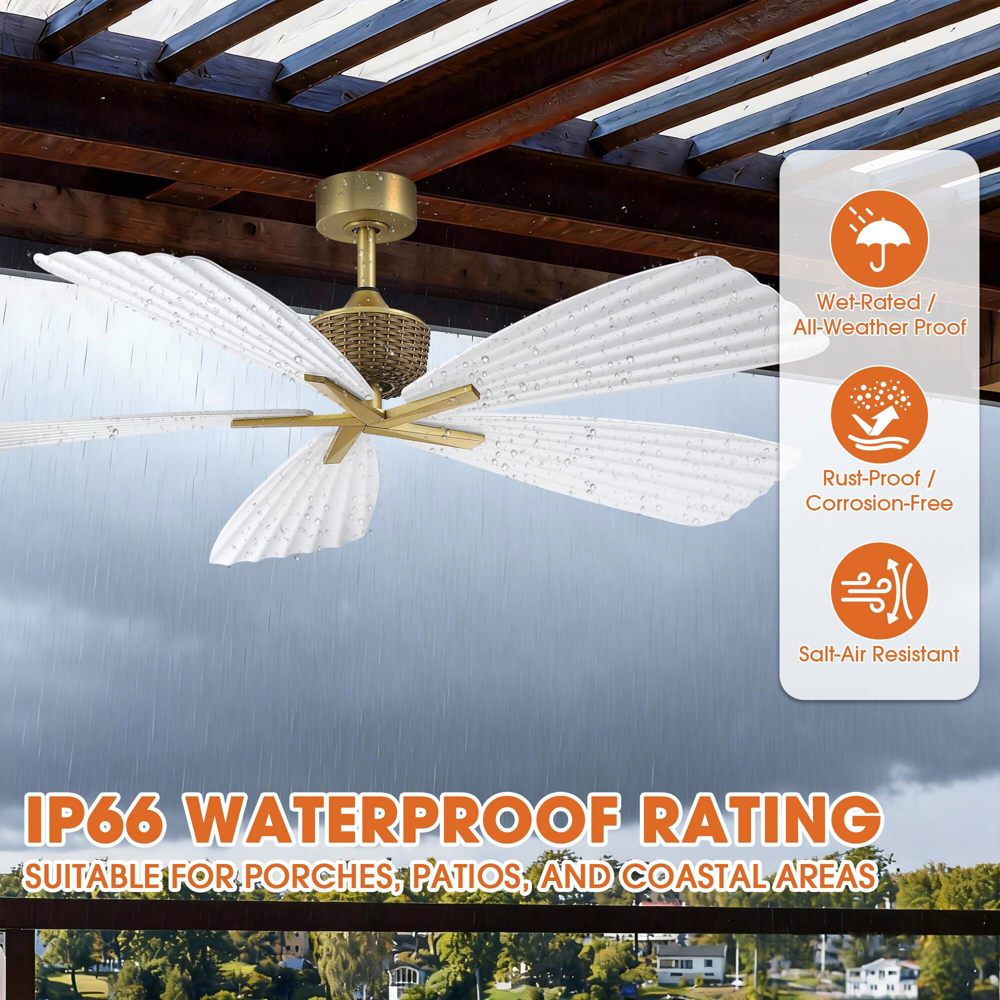Wet-Rated / All-Weather Proof  
Rust-Proof / Corrosion-Free  
Salt-Air Resistant  

IP66 WATERPROOF RATING  
SUITABLE FOR PORCHES, PATIOS, AND COASTAL AREAS