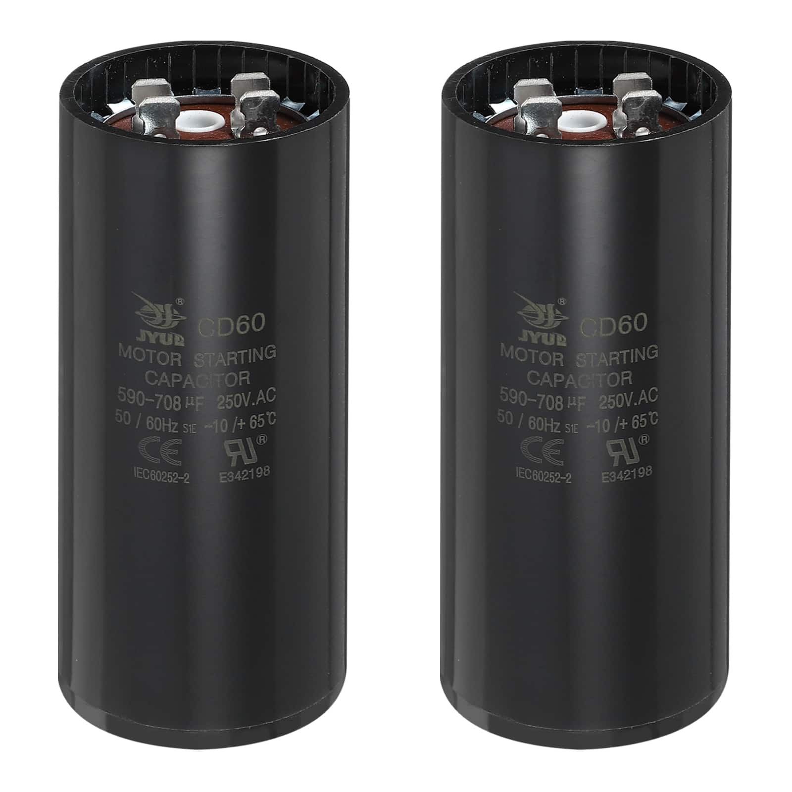 Unique Bargains - 2pcs CD60 Capacitor 590-708 Mfd, 250 VAC Run Motor Start for Electric Fan/Well Pump
