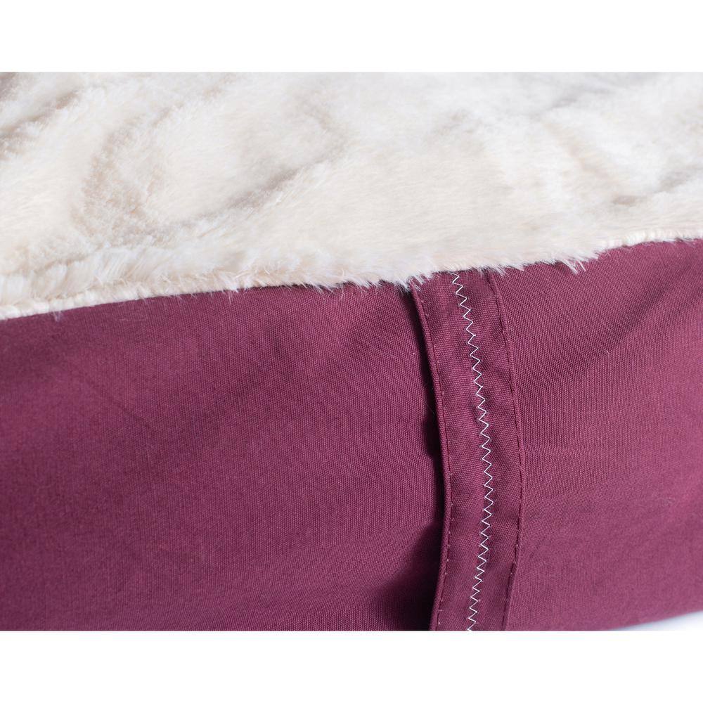 Left. Armarkat - Extra Large Pet Bed Mat With Poly Fill Cushion In Burgundy and Ivory - White.