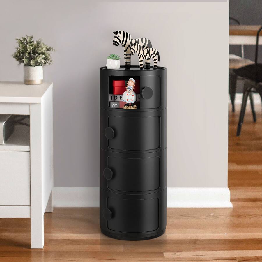 Oumilen Modular Stackable Storage Cabinet 4 Tier Rotating Drawer Unit ...