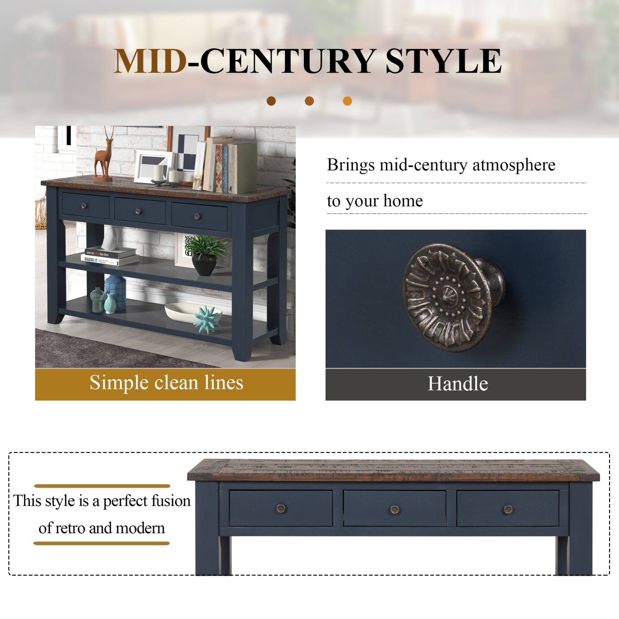 MID-CENTURY STYLE

- Brings mid-century atmosphere to your home
- Simple clean lines
- Handle

This style is a perfect fusion of retro and modern