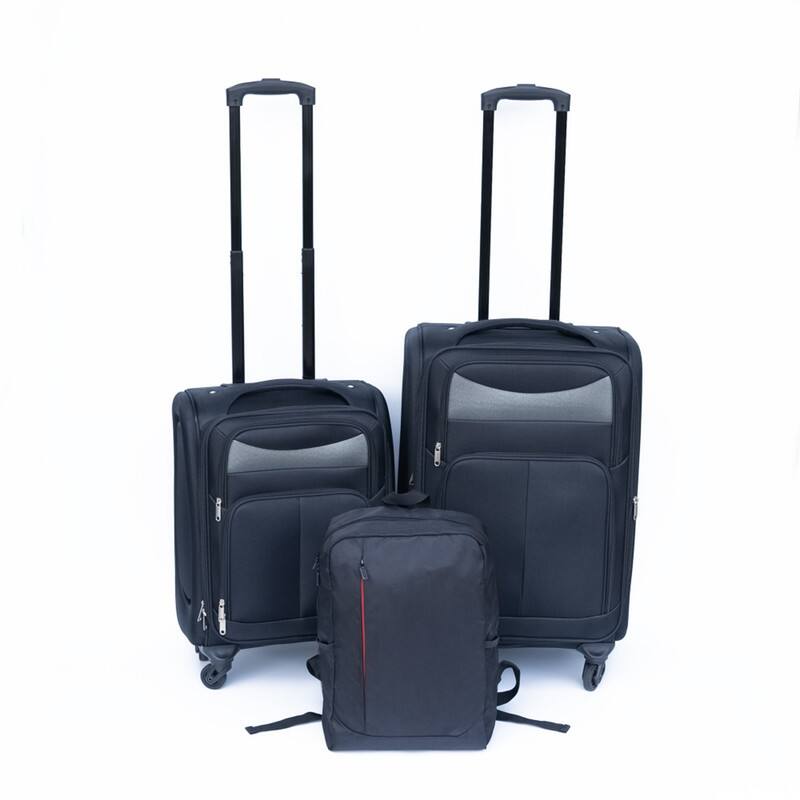 Front. HTUTWOO - (20+24) Travel Case Two-Piece Suitcase Set - Oxford Trolley Case Without Password Lock, Universal Wheel, Cloth Backpack - Black.