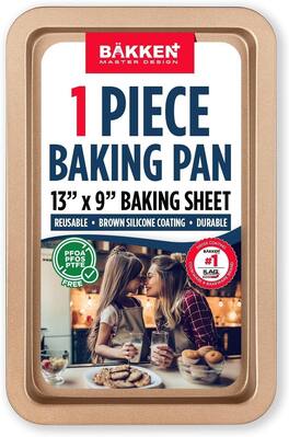 Bakken- Swiss - BAKKEN Cookie Sheet – 13.18x8.66" Nonstick Carbon Steel Baking Pan, PTFE/PFOA Free, Oven Safe 450°F - Brown
