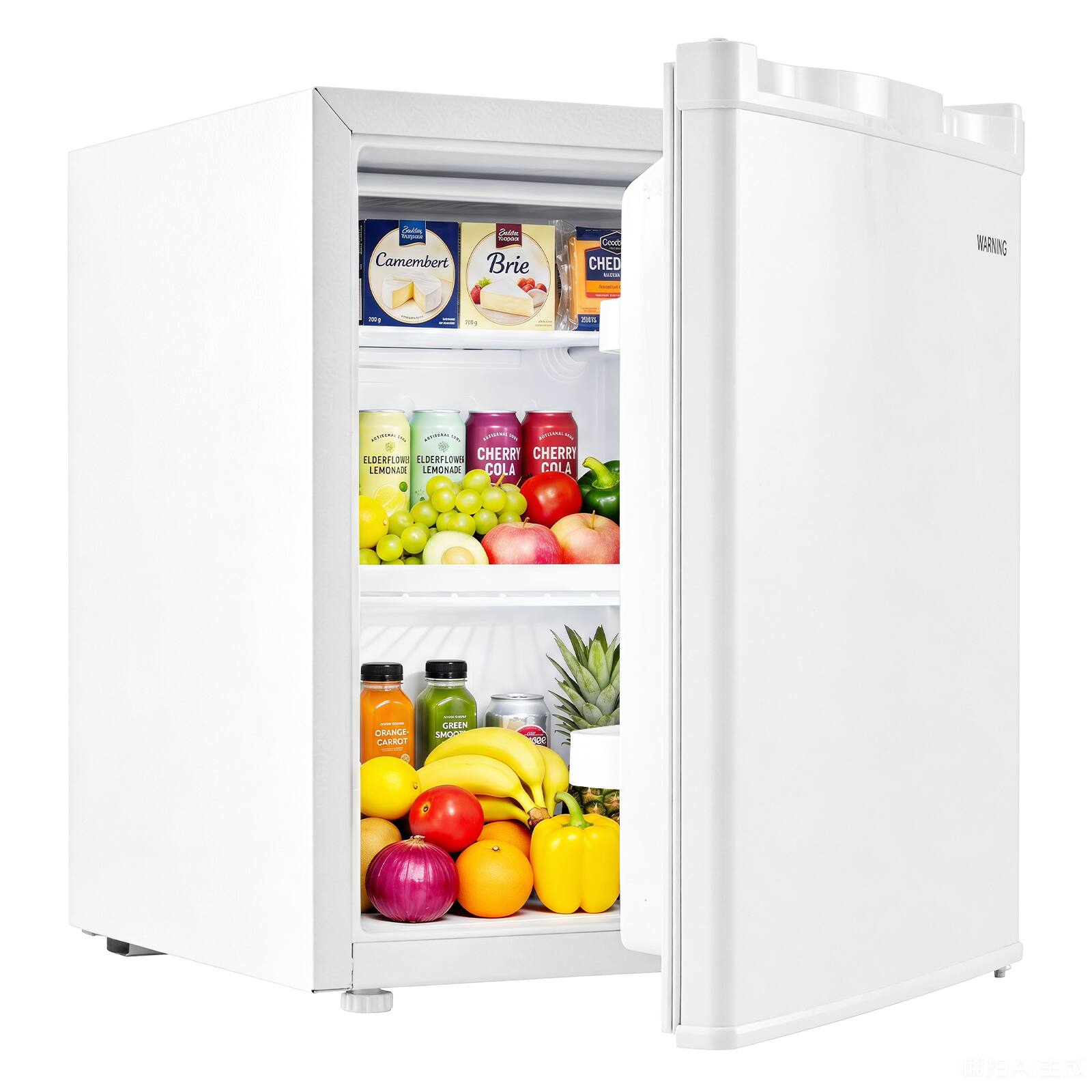Costway - 1.7 Cu.Ft Mini Fridge with Chiller Compartment, Adjustable Thermostat, Low Noise - White