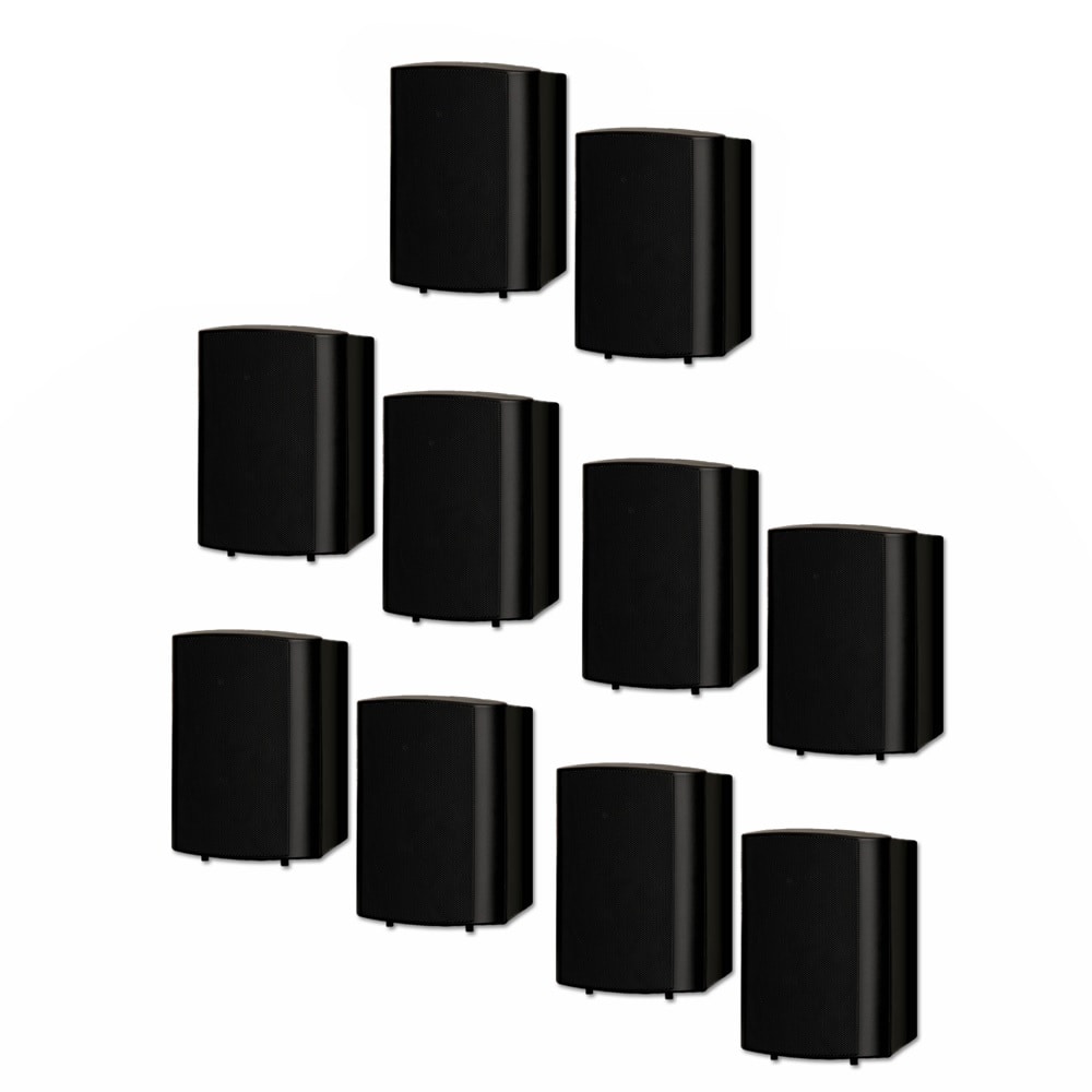 Theater Solutions by Goldwood - TS425ODB Indoor or Outdoor Speakers Weatherproof Mountable 5 Pair Pack - Black