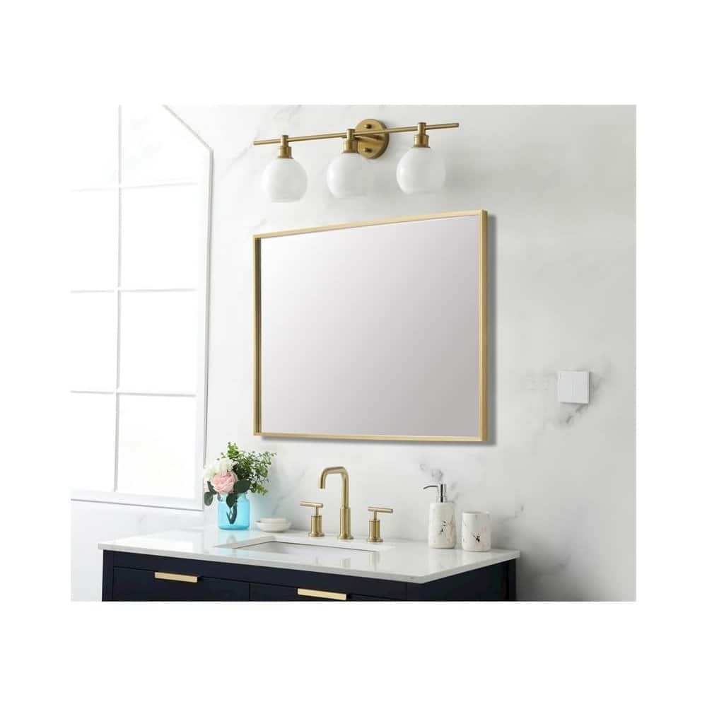 Elegant Decor - Aluminum Frame Rectangle Mirror 27x36 In - Gold