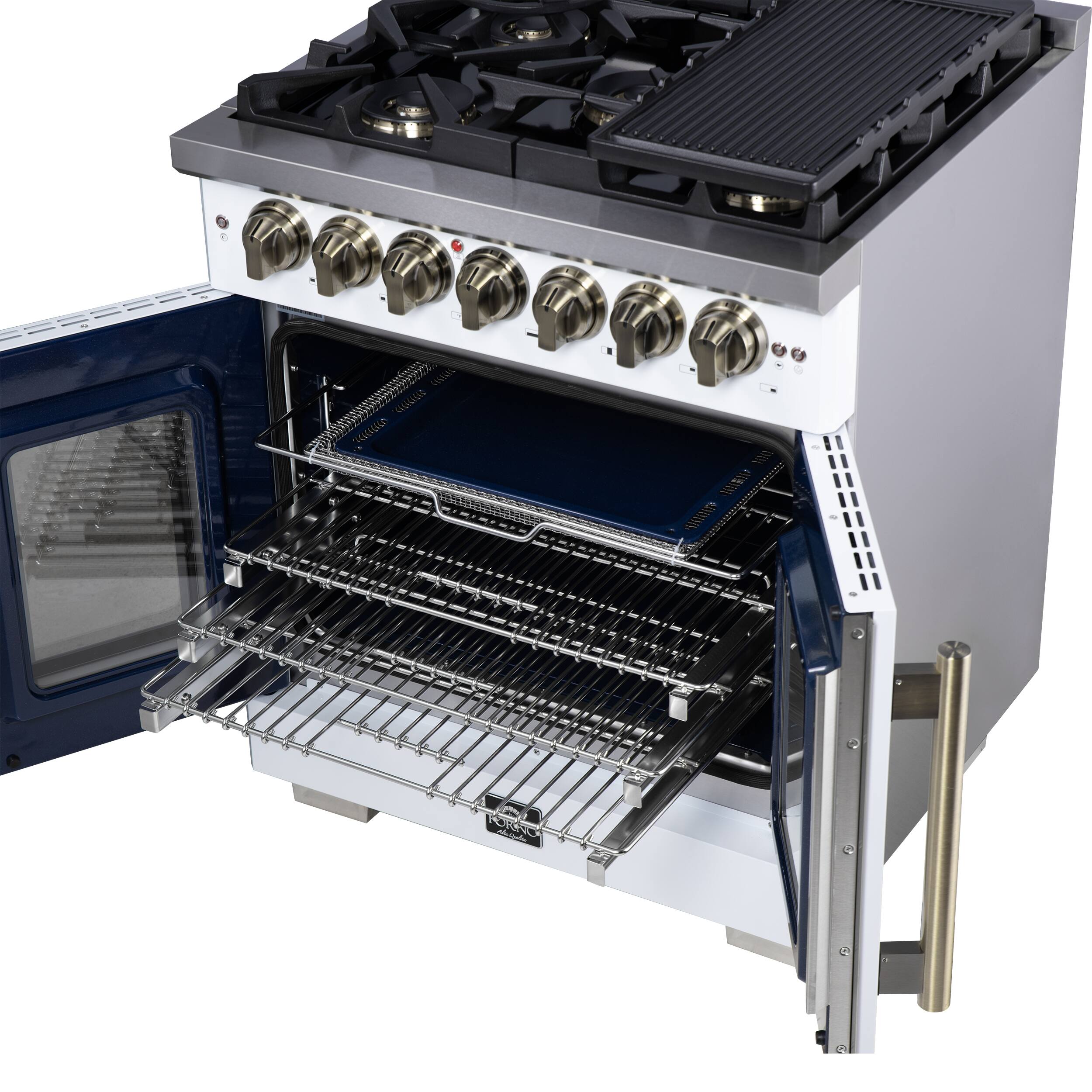 Alt View 12. Forno Appliances - Capriasca 4.32 Cu. Ft. Dual Fuel Range with French Door Design - White.