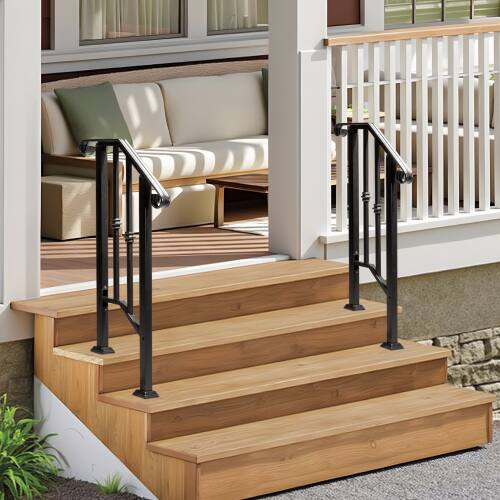 Alt View 10. Winado - 1-Step Handrails Transitional Crimping Handrail w/ Pagoda Decoration Stair Rails for Concrete Step Indoor Outdoor Garden - Black.