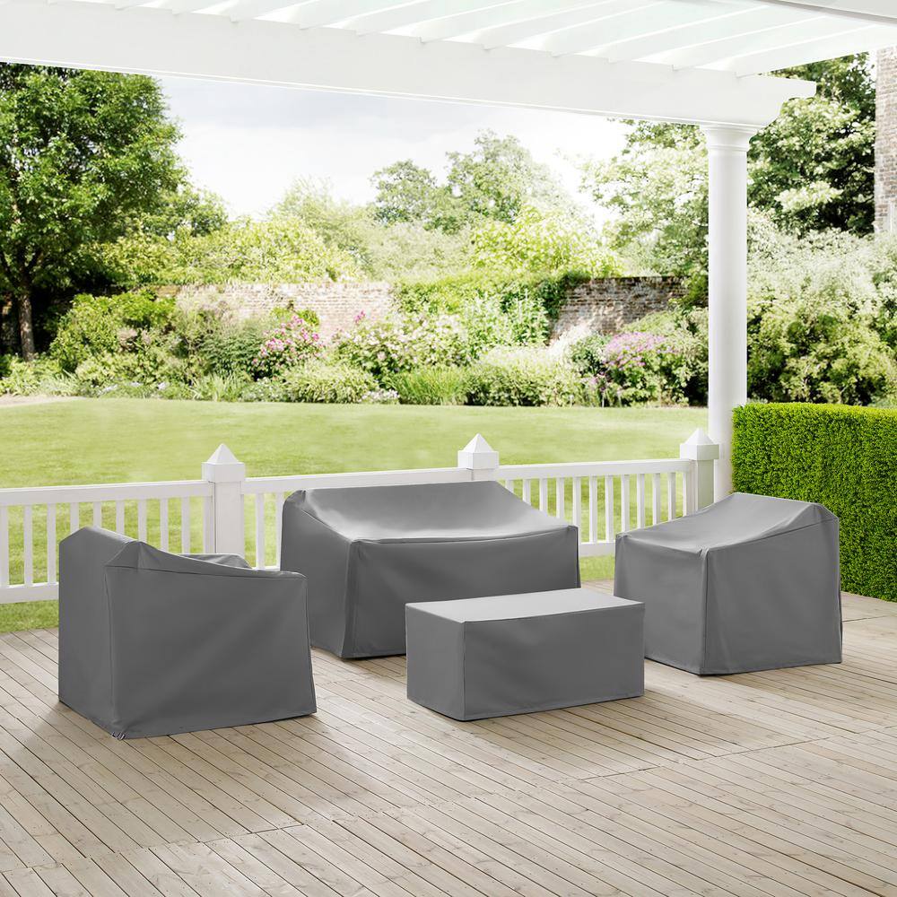 Alt View 1. Crosley Furniture - 4Pc Outdoor Furniture Cover Set - Loveseat - Gray.