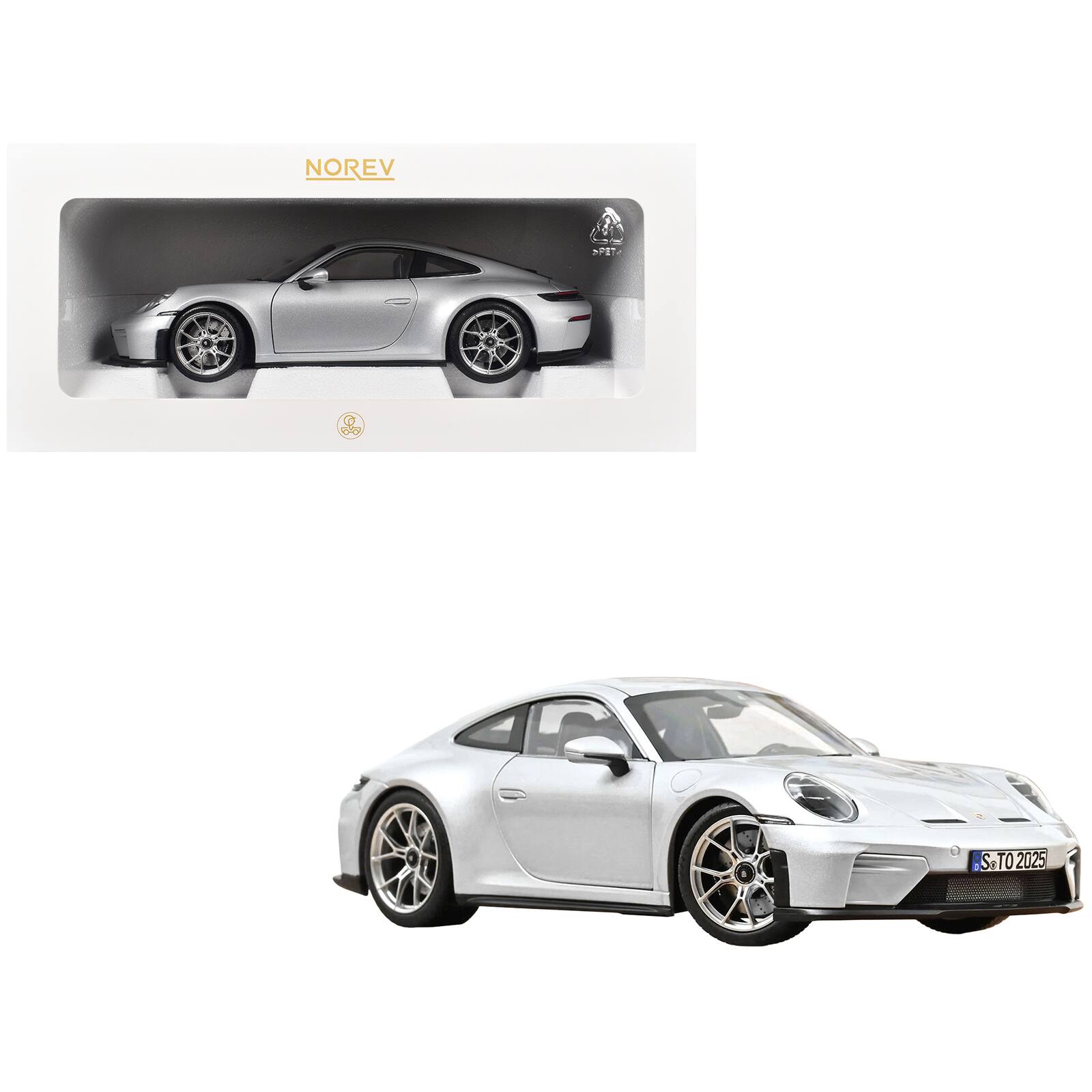 2025 Porsche 911 GT3 Touring GT Silver Metallic 1/18 Diecast Model Car ...