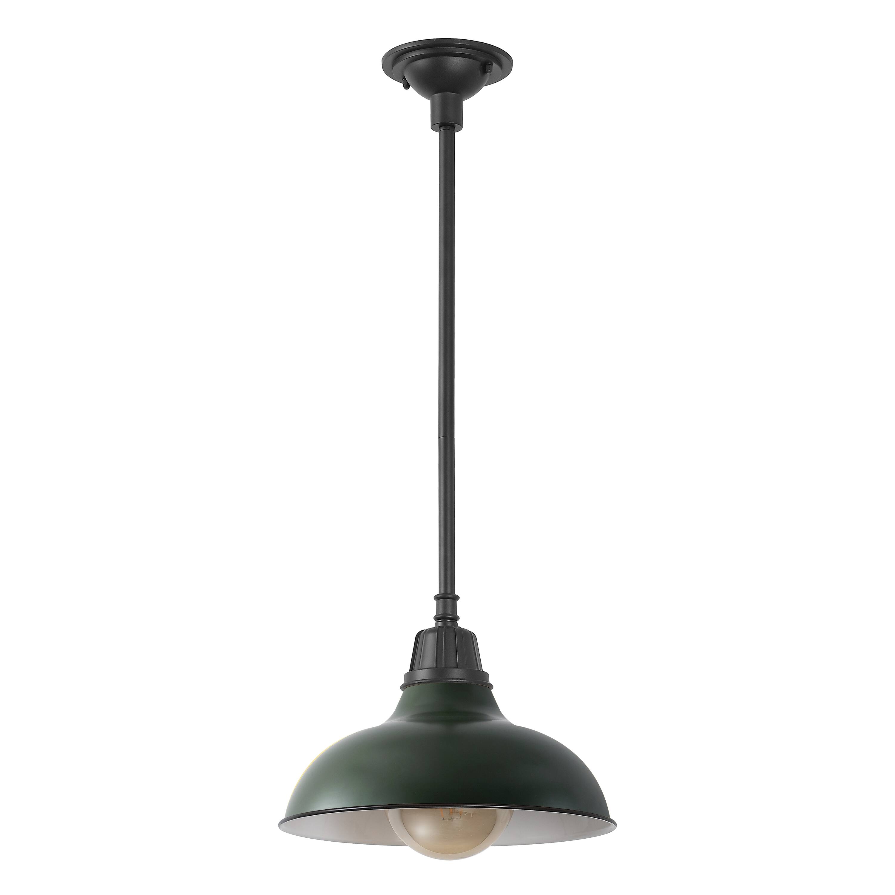 Alt View 8. Jonathan Y - Jasper 12.25" 1-Light Farmhouse Industrial Indoor/Outdoor Metal LED Pendant, Kombu Green - Kombu Green.
