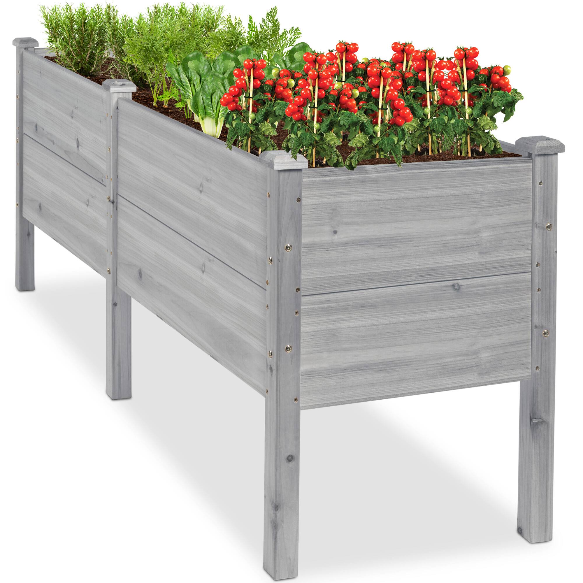 Front. Best Choice Products - Best Choice Products 72" x 24" x 30" Raised Garden Bed, Extra Deep 16" Depth, Elevated Wood Planter Stand - Gray - Gray.