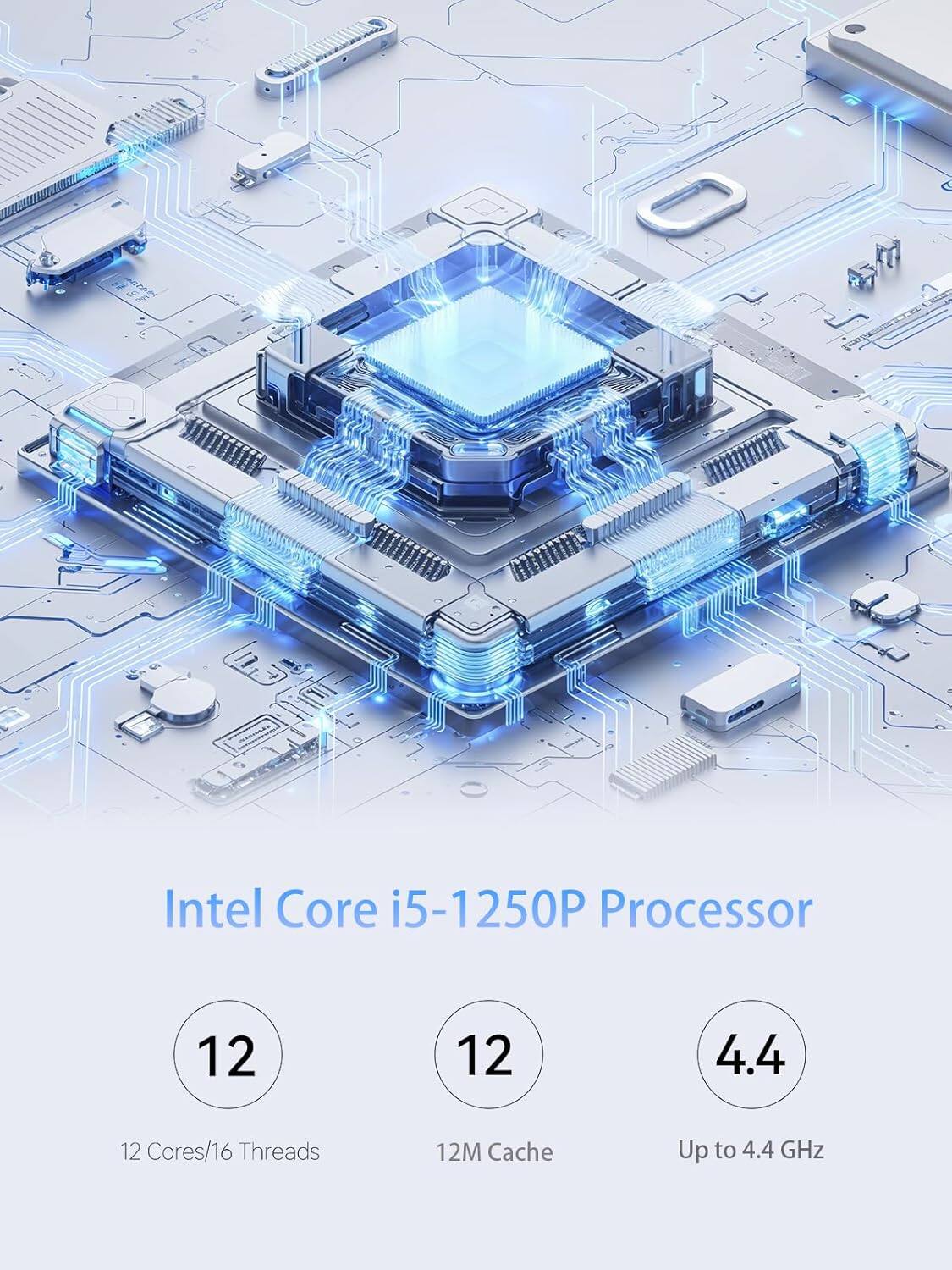 Intel Core i5-1250P Processor, 12 Cores/16 Threads, 12M Cache, Up to 4.4 GHz
