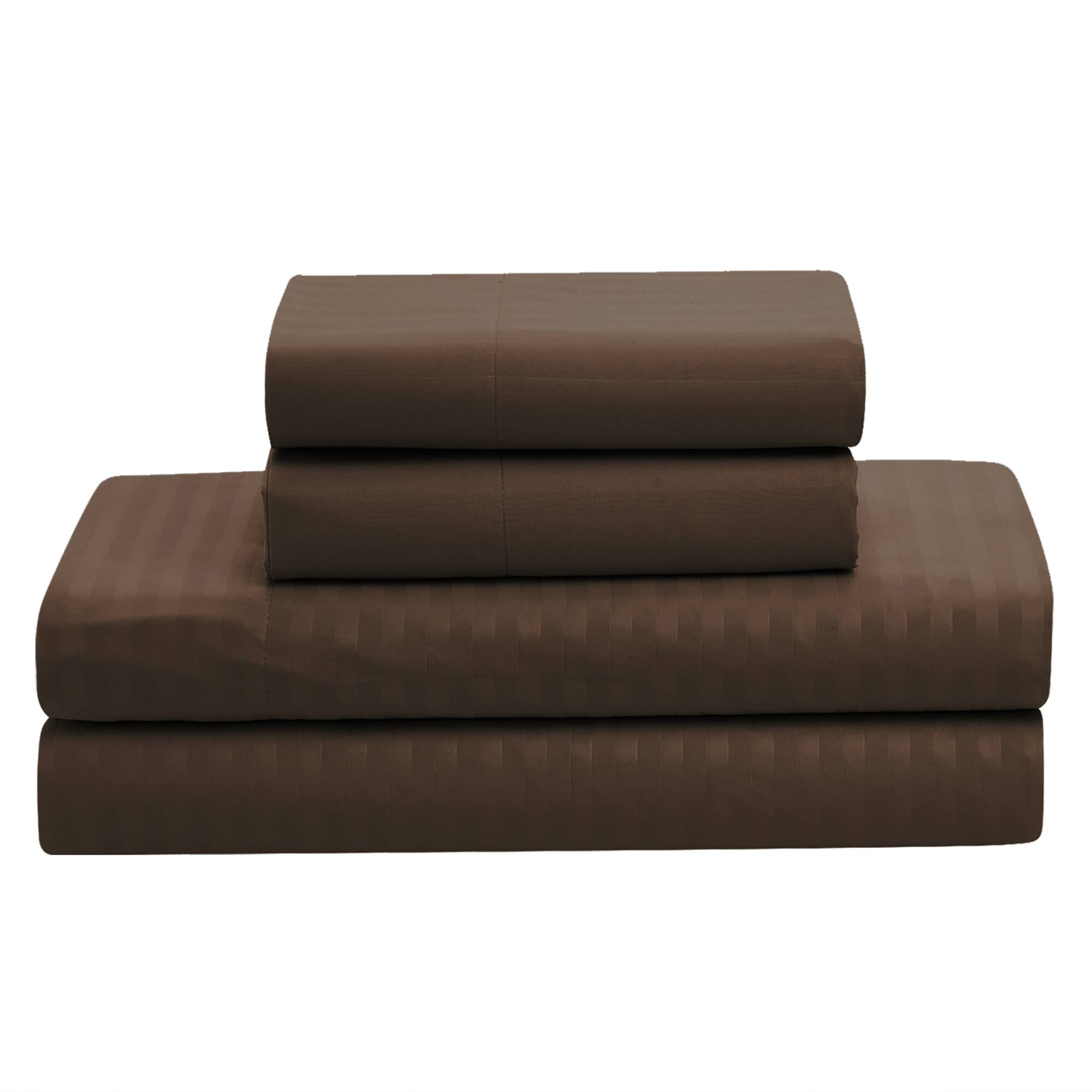 Back. Sweet Home Collection - 8 Piece Embossed Dobby Stripe Bed in a Bag All Season Complete Set with Sheets - King - Chocolate.