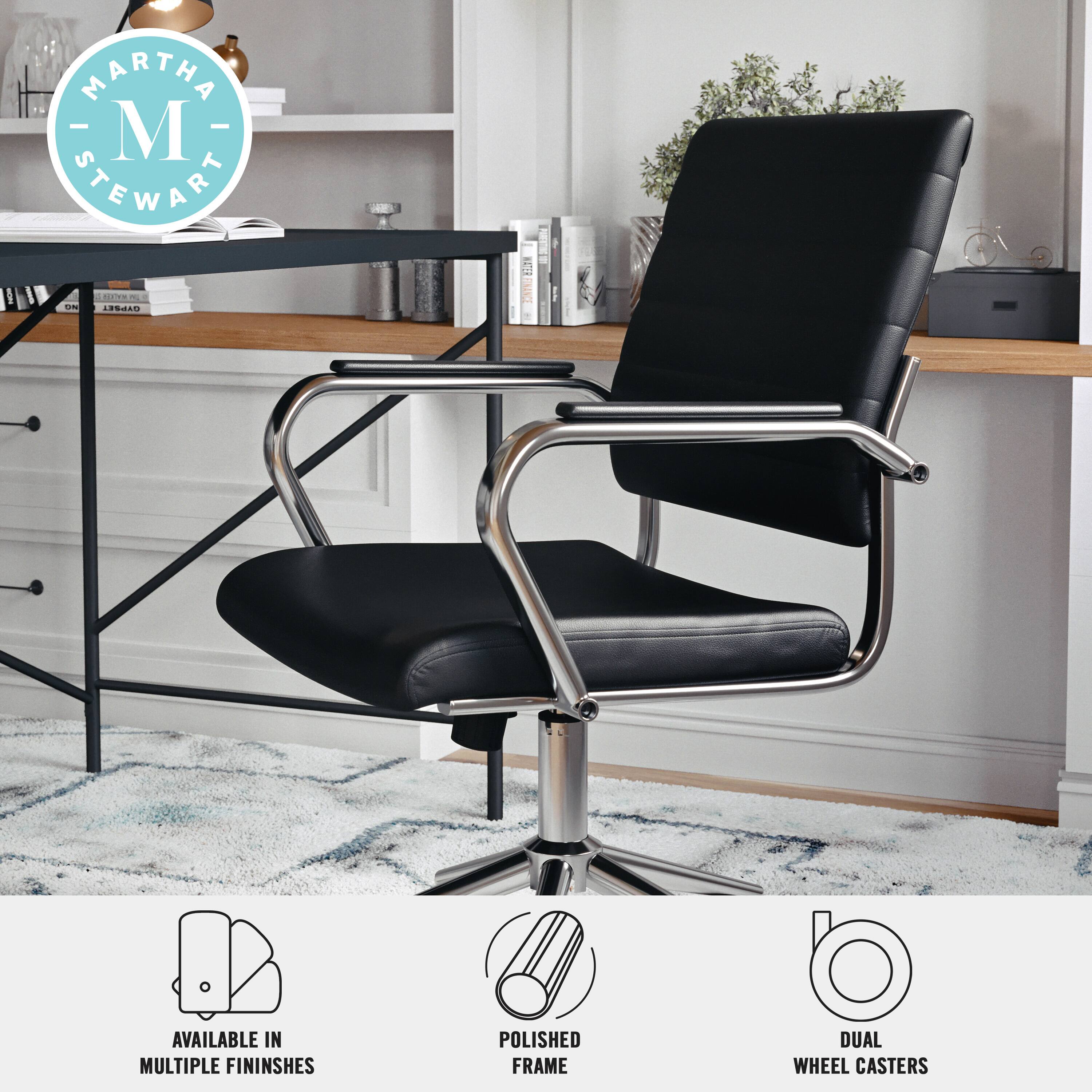 Martha Stewart is available in multiple finishes, including polished frame and dual wheel casters.