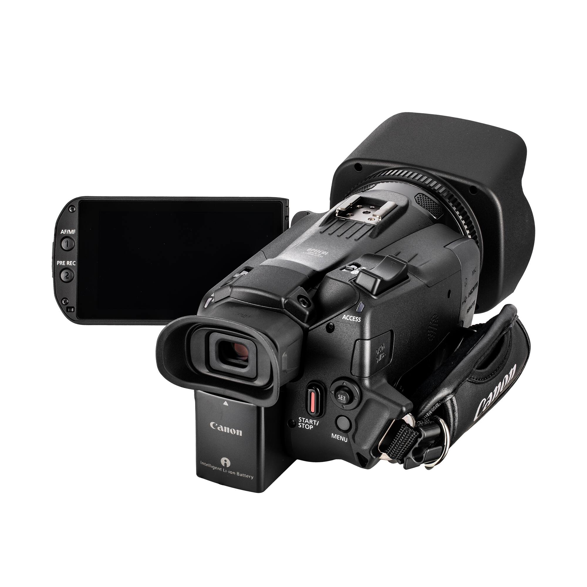 - AFMF 1 PRE REC
- KEAARANS 2
- ACCESS
- Canon
- cat-gent
- La m Battery
- SEz
- STARTI STOP
- MENU
- Ss
- Pamon