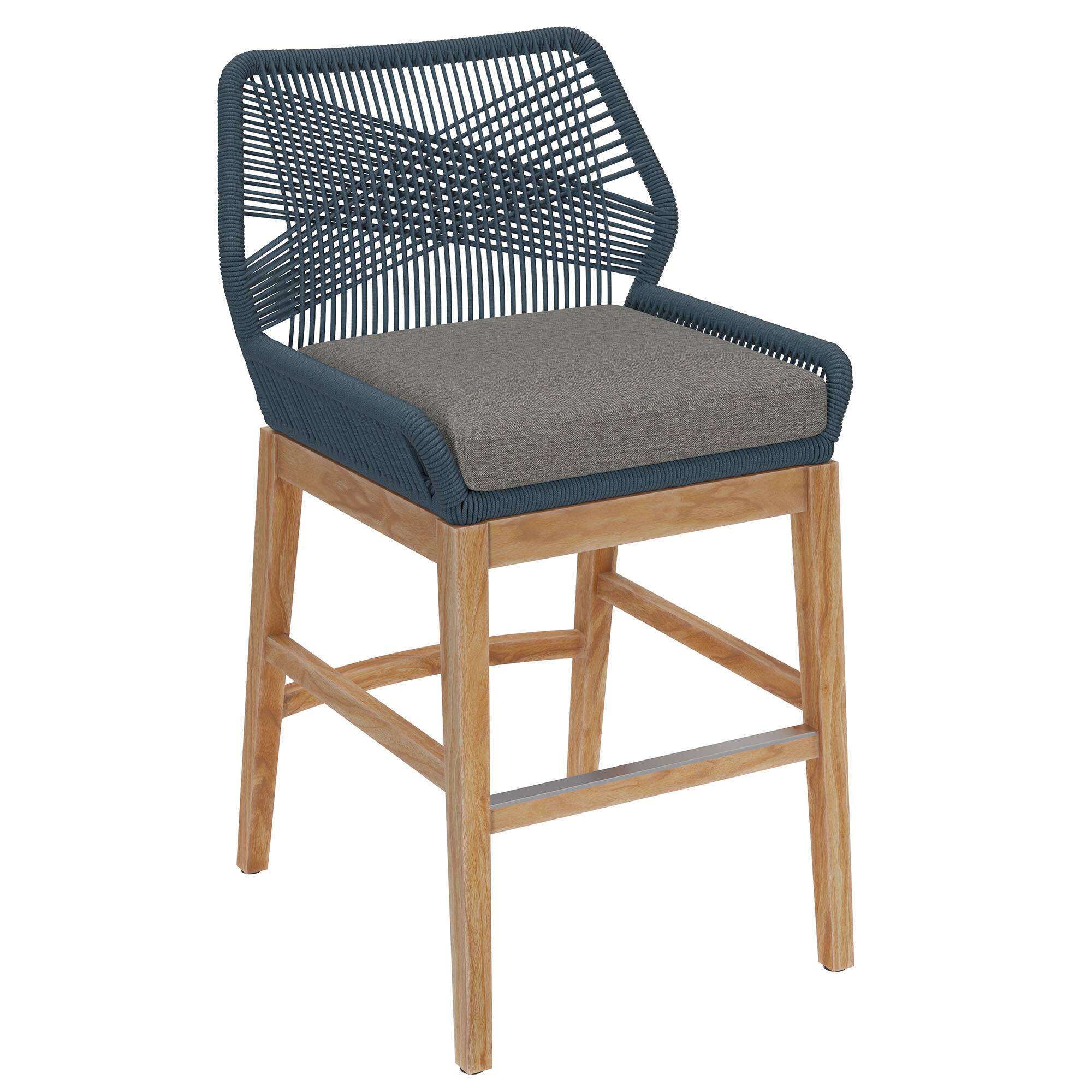 Angle. Modway - Wellspring Outdoor Patio Teak and Rope Counter Stool by Modway - Blue Graphite.