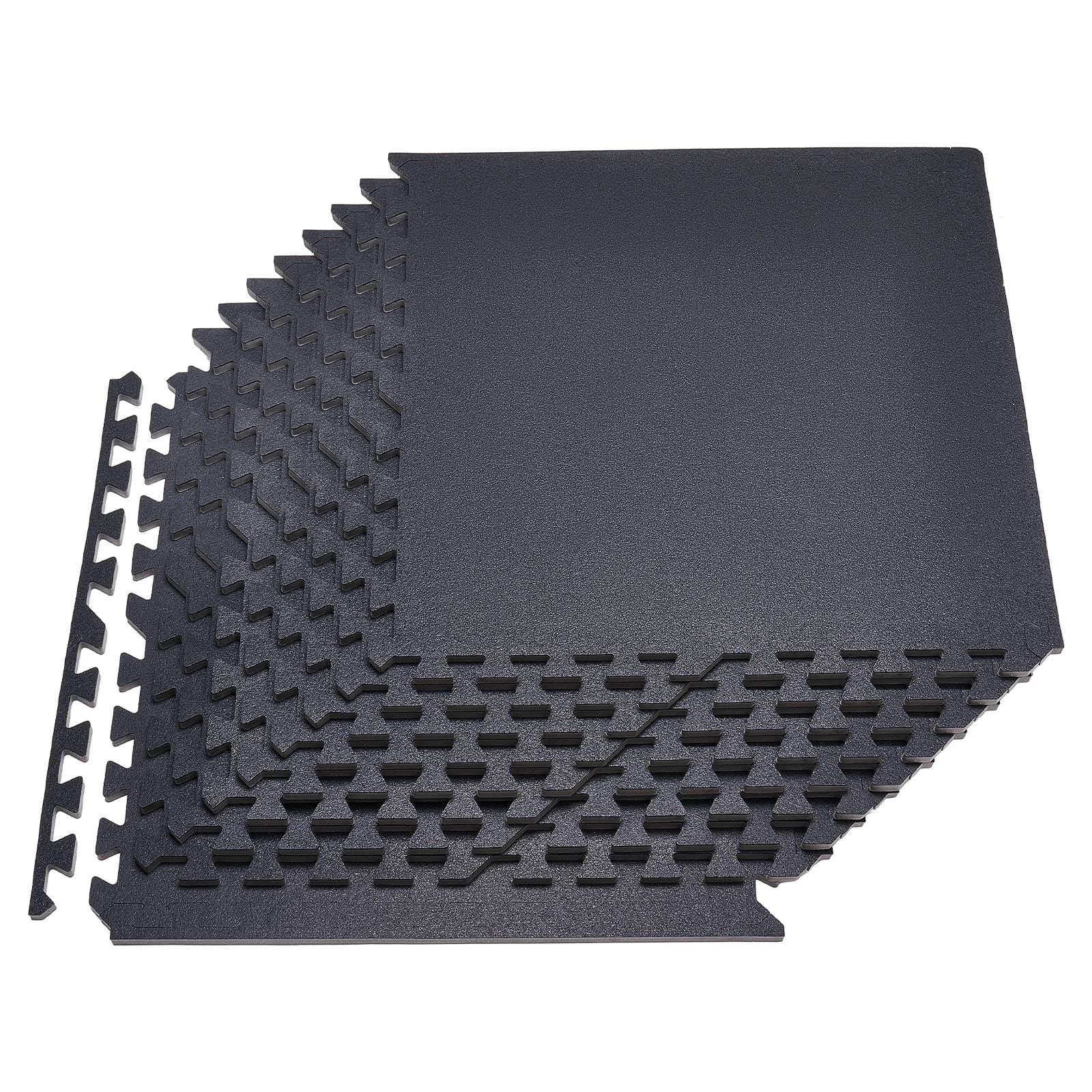 VEVOR - Puzzle Exercise Mat, 12 PCS Fitness Equipment Mats, 24 x 24 x 0.56 in, High-Density EVA Foam Gym Mats Set - Black