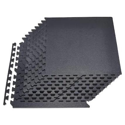 Front. VEVOR - Puzzle Exercise Mat, 12 PCS Fitness Equipment Mats, 24 x 24 x 0.56 in, High-Density EVA Foam Gym Mats Set - Black.