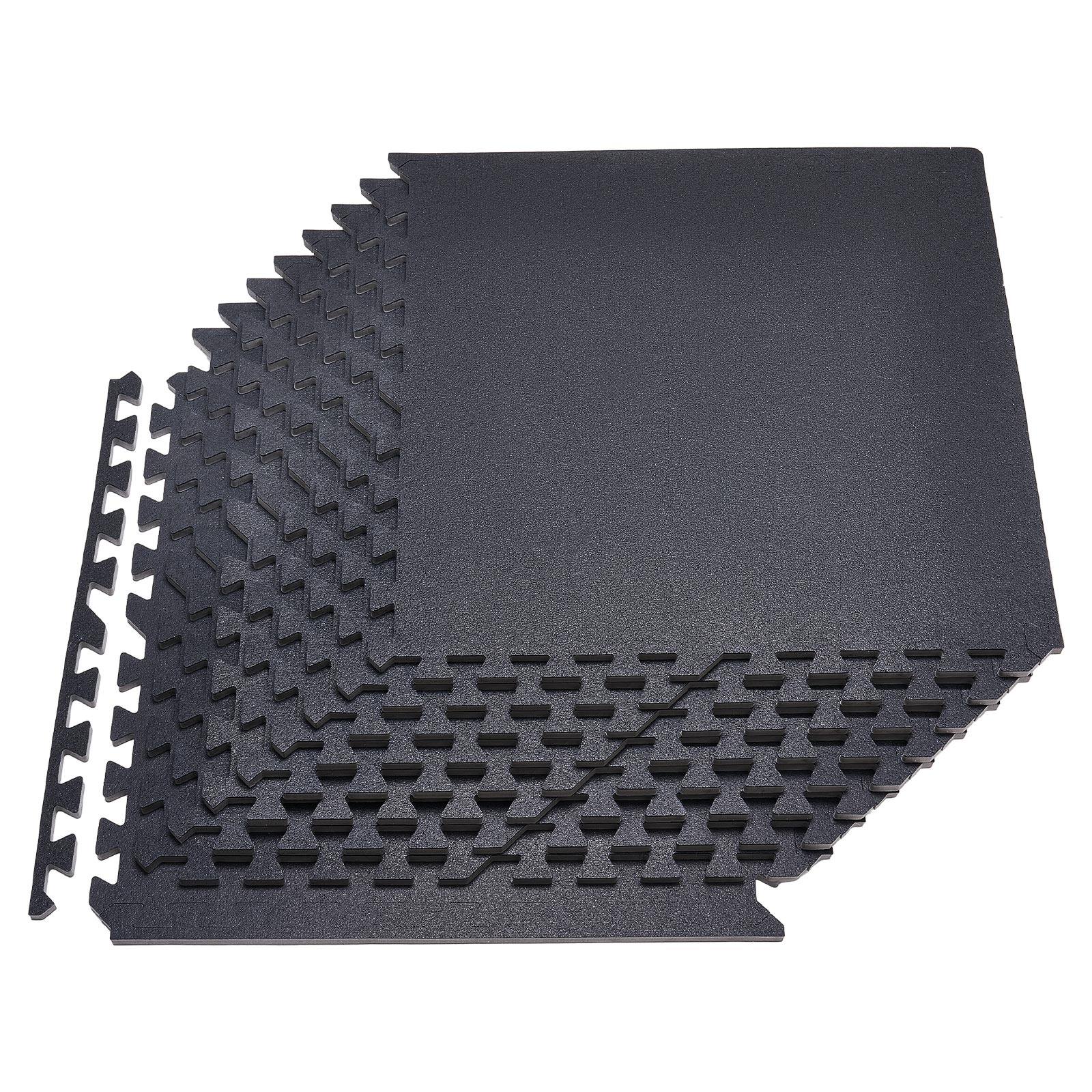 Front. VEVOR - Puzzle Exercise Mat, 12 PCS Fitness Equipment Mats, 24 x 24 x 0.56 in, High-Density EVA Foam Gym Mats Set - Black.