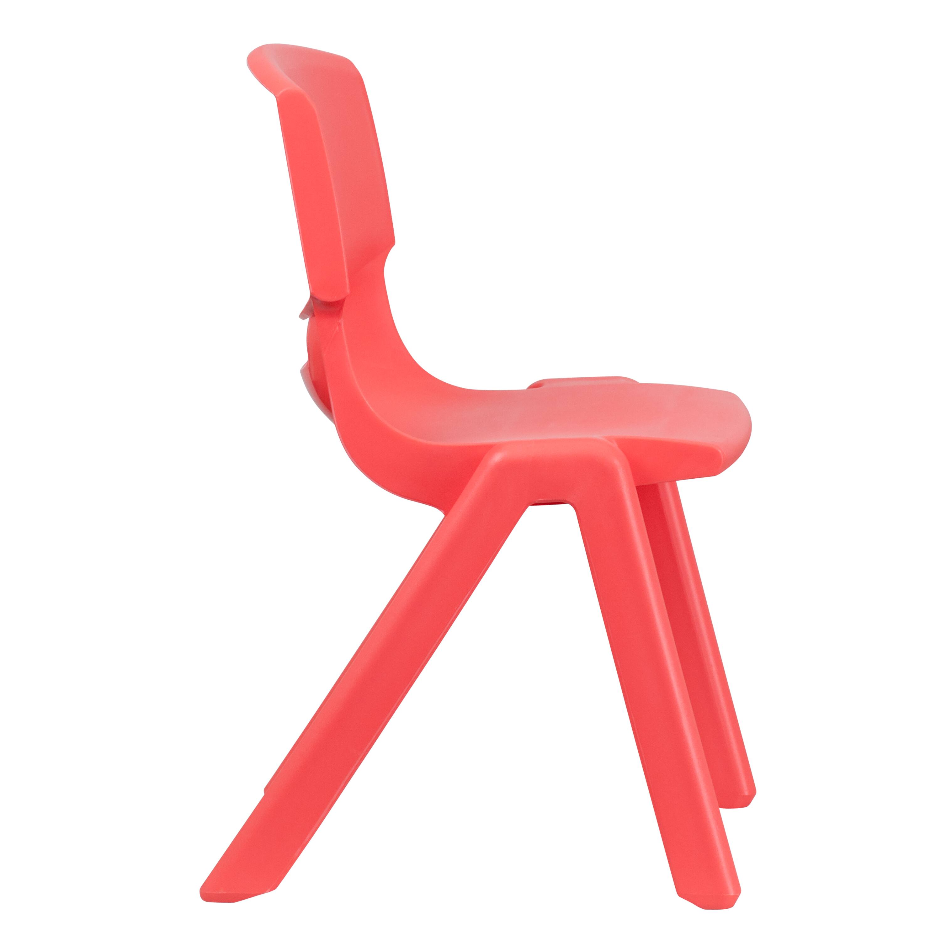 Alt View 7. Emma + Oliver - 4 Pack Plastic Stack School Chair with 15.5"H Seat, 3rd-7th School Chair - Red.