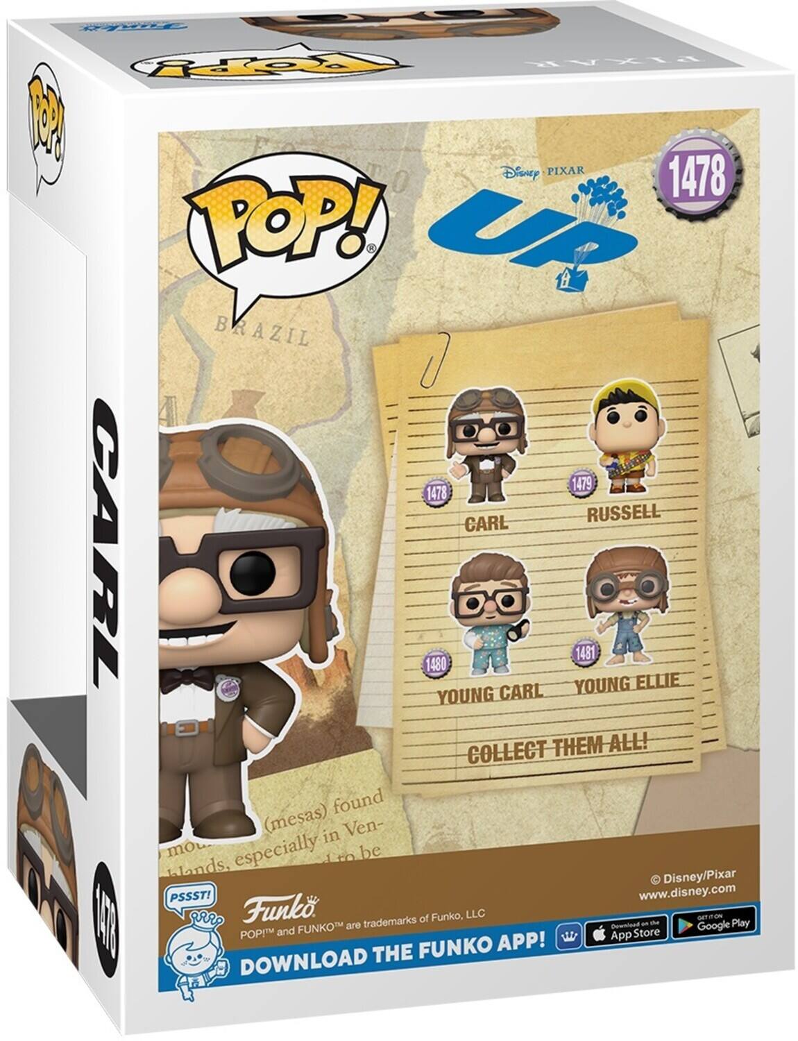 POP! UP! BRAZIL 1478 CARL RUSSELL 1479 CARL 1480 YOUNG ELLIE 1481 YOUNG CARL COLLECT THEM ALL! found (mesas) in Ven- mo especially be lands, Disney/Pixar PSSST! www.disney.com  vr Funko trademarks of Funko, LLC a - G6T ON Play FUNKO APP! DOWNLOAD THE