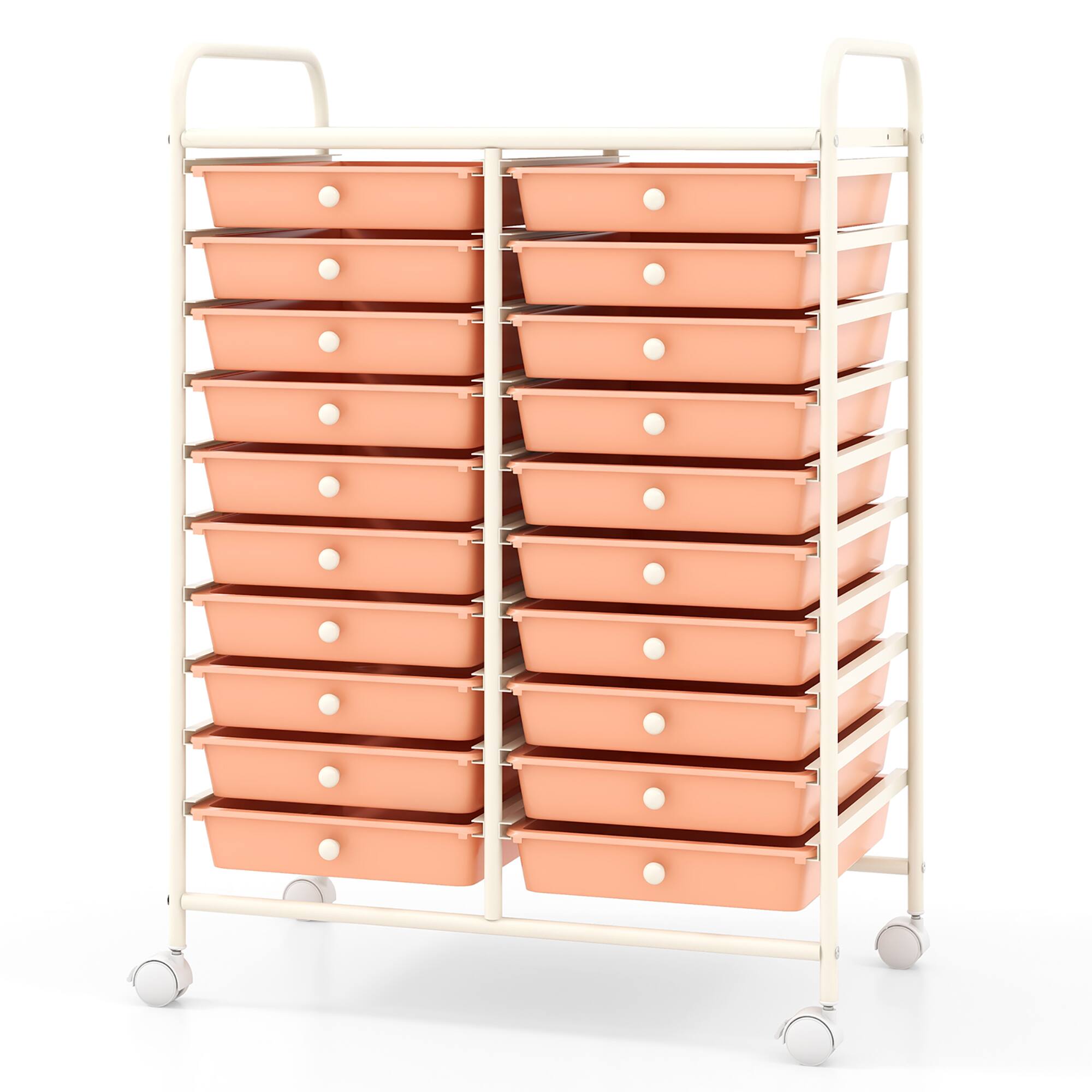 Alt View 9. Gymax - Gymax 20 Drawers Rolling Storage Cart Art Craft Organizer on Wheels Multipurpose Orange - Orange.