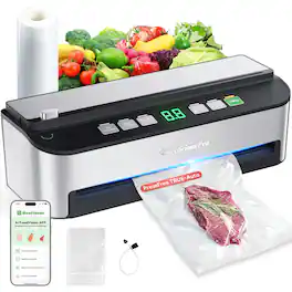Beelicious - 85KPA Vacuum Sealer Machine, 8-IN-1 Fully Automatic with Bags Storage, Built-in Cutter, Moist Mode - Silver
