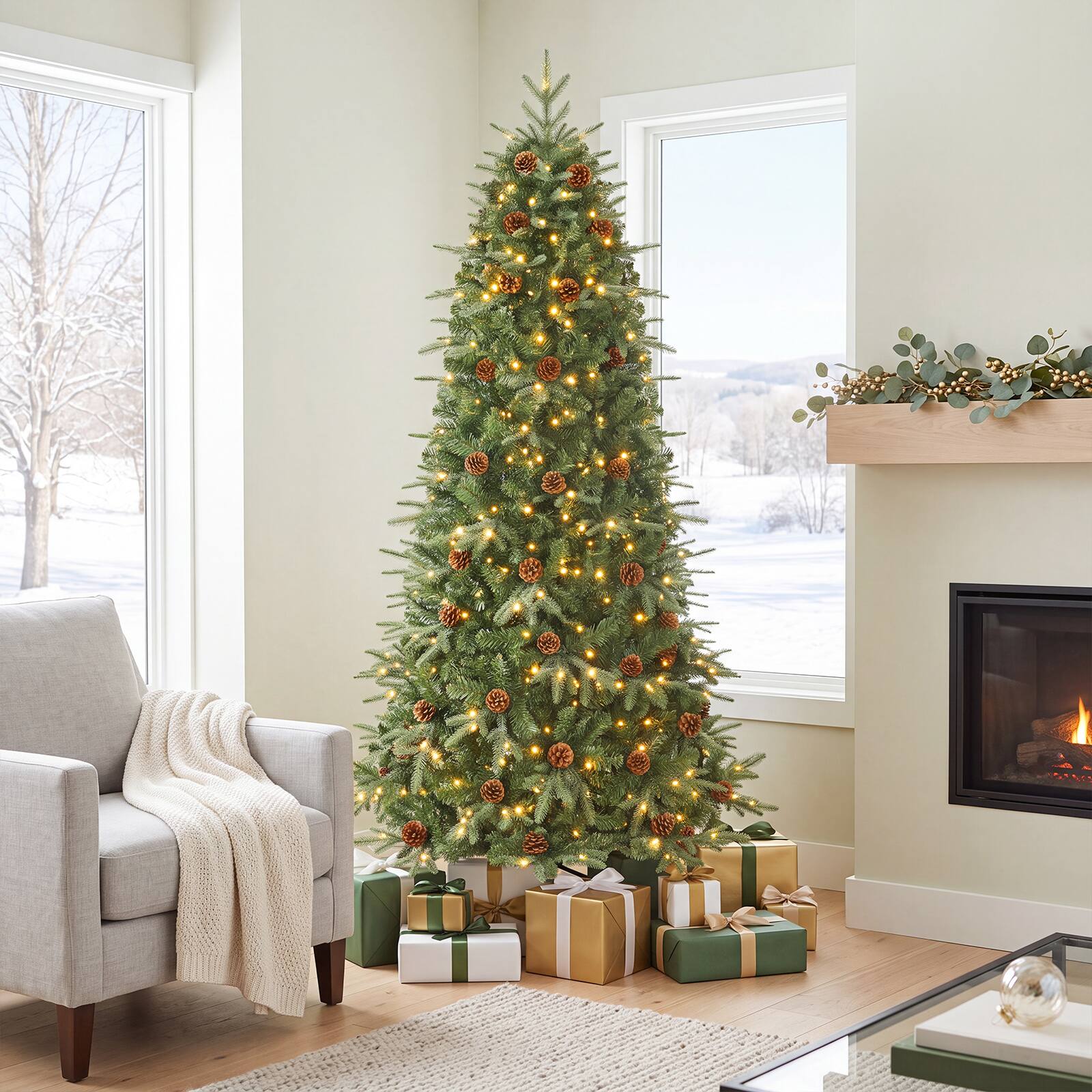Alt View 3. Costway - Costway 6 FT Artificial Christmas Tree, Hinged Pre-lit Xmas Tree with 707 Full Branch Tips - Green.